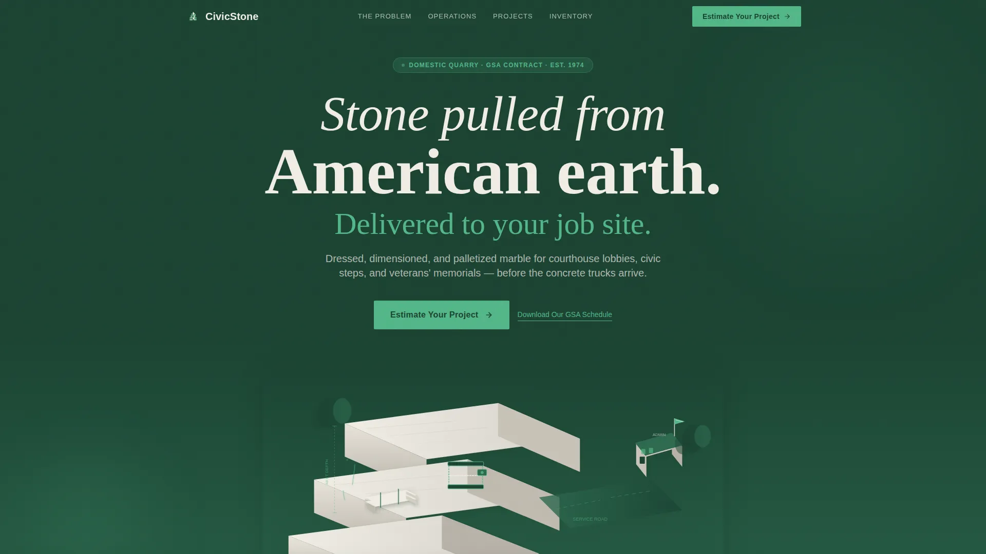 Marble Quarry Landing Page Template for Civic Procurement