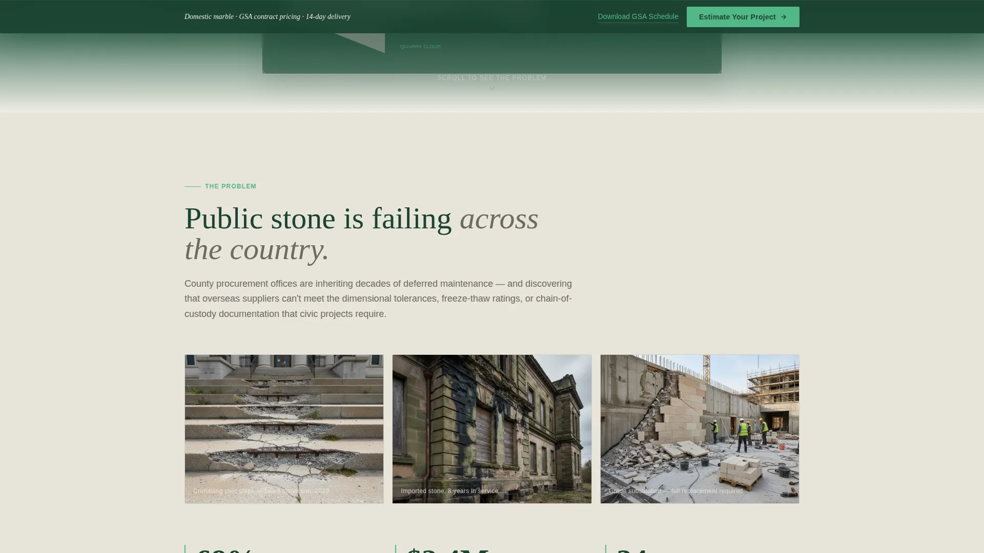 Marble Quarry Landing Page Template for Civic Procurement