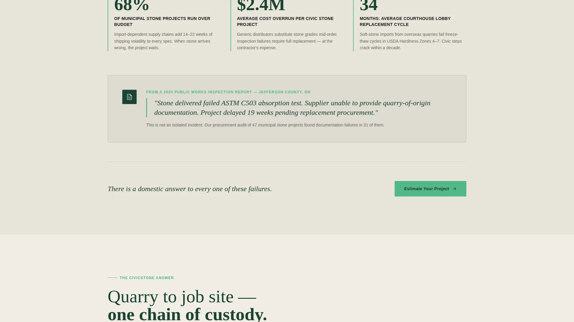 Marble Quarry Landing Page Template for Civic Procurement