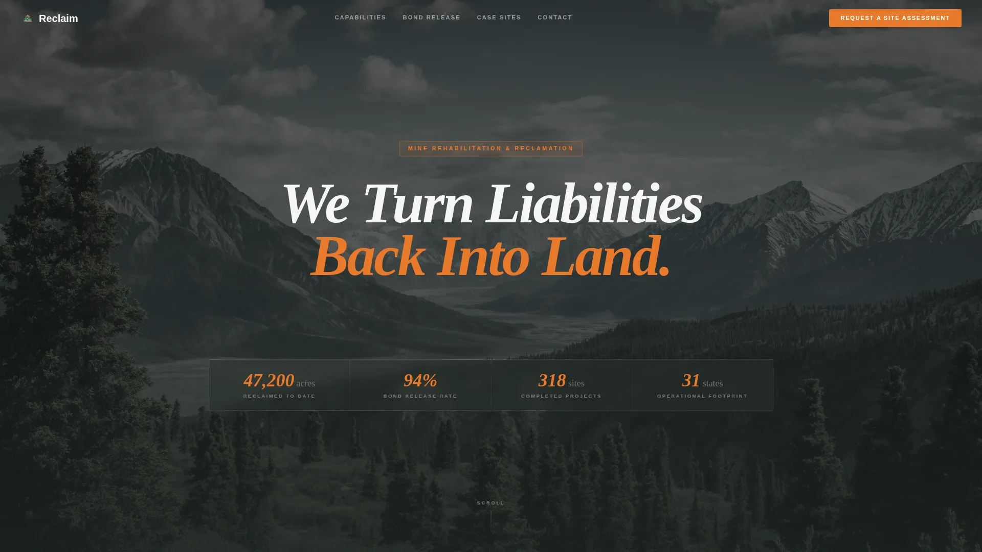 Mine Rehabilitation & Reclamation Landing Page Template