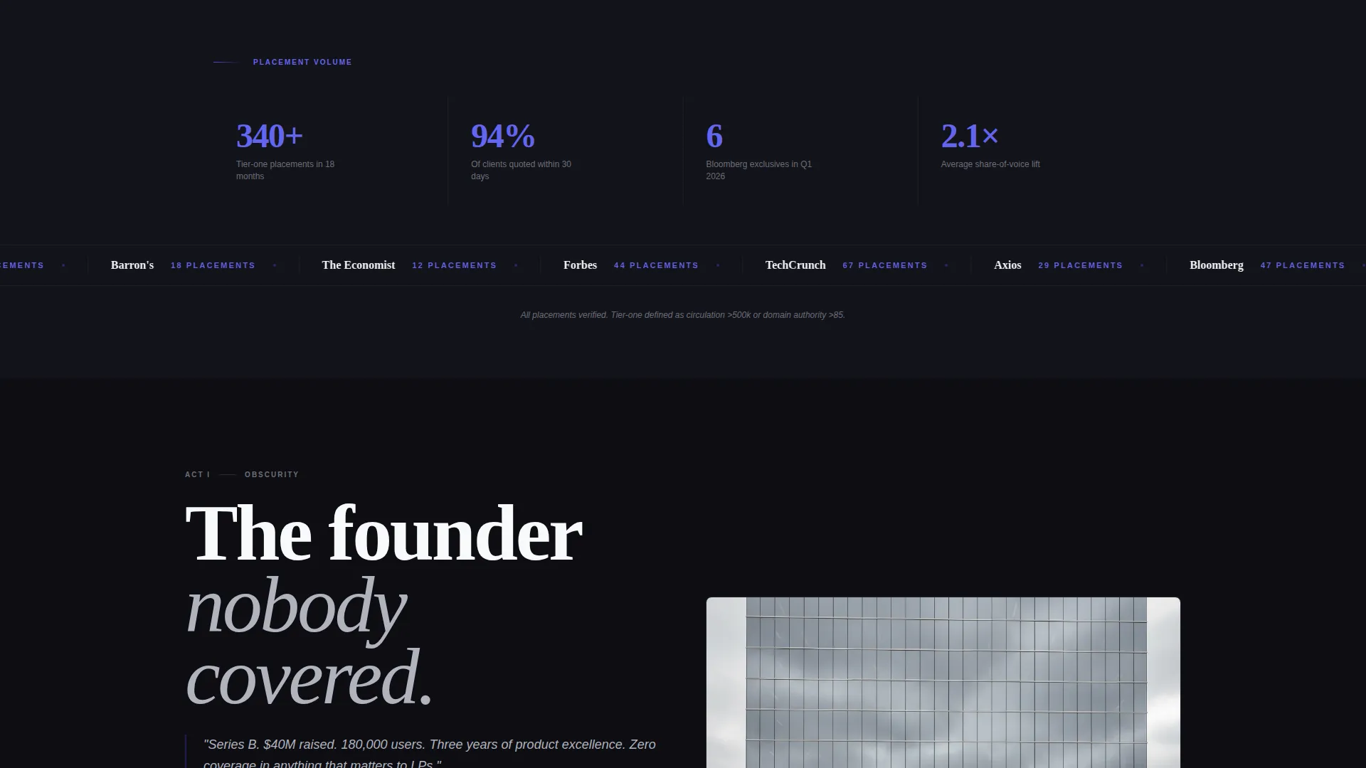 Elite Fintech PR Agency Landing Page Template
