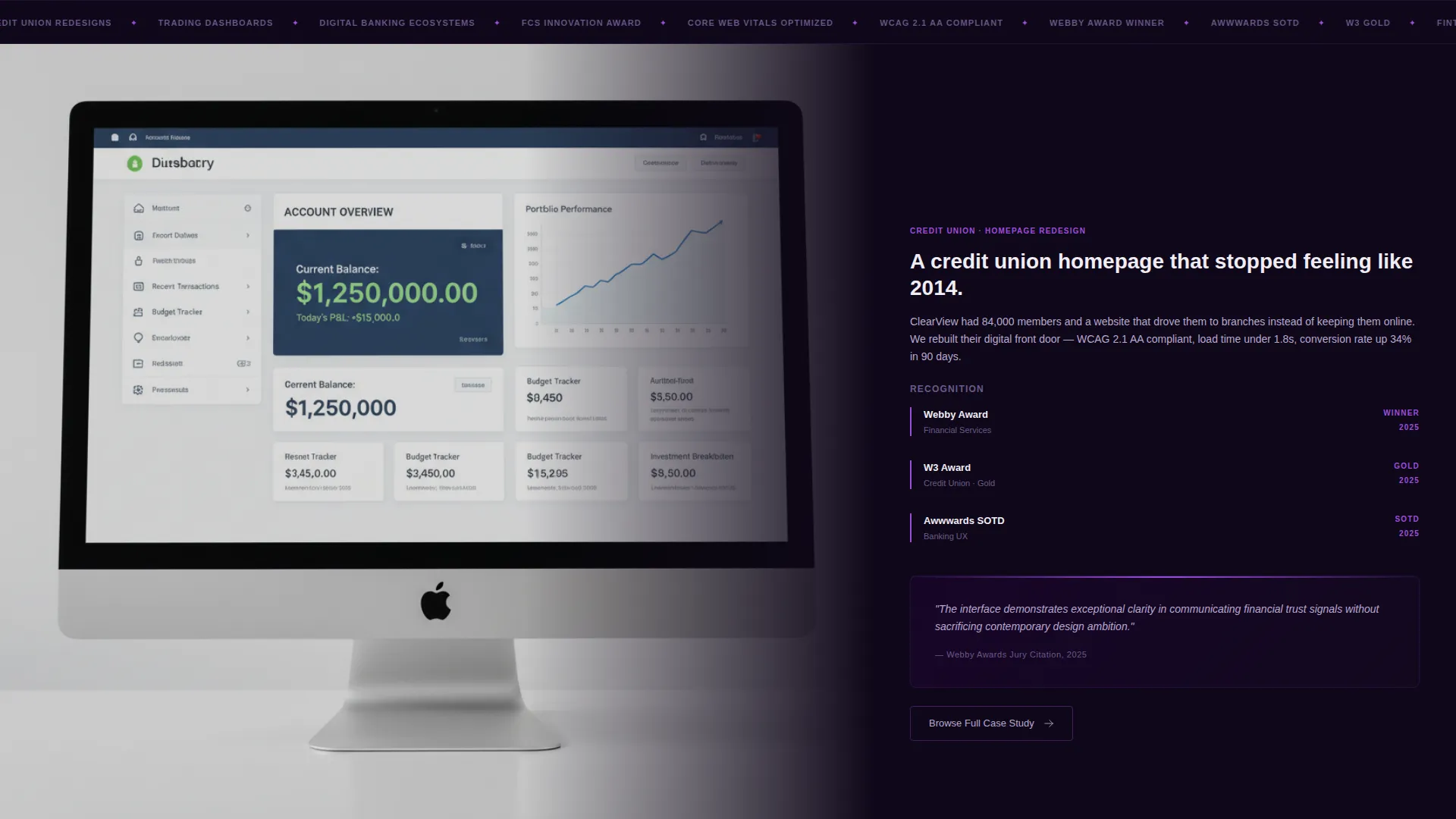 Financial Services Web Design Agency Landing Page