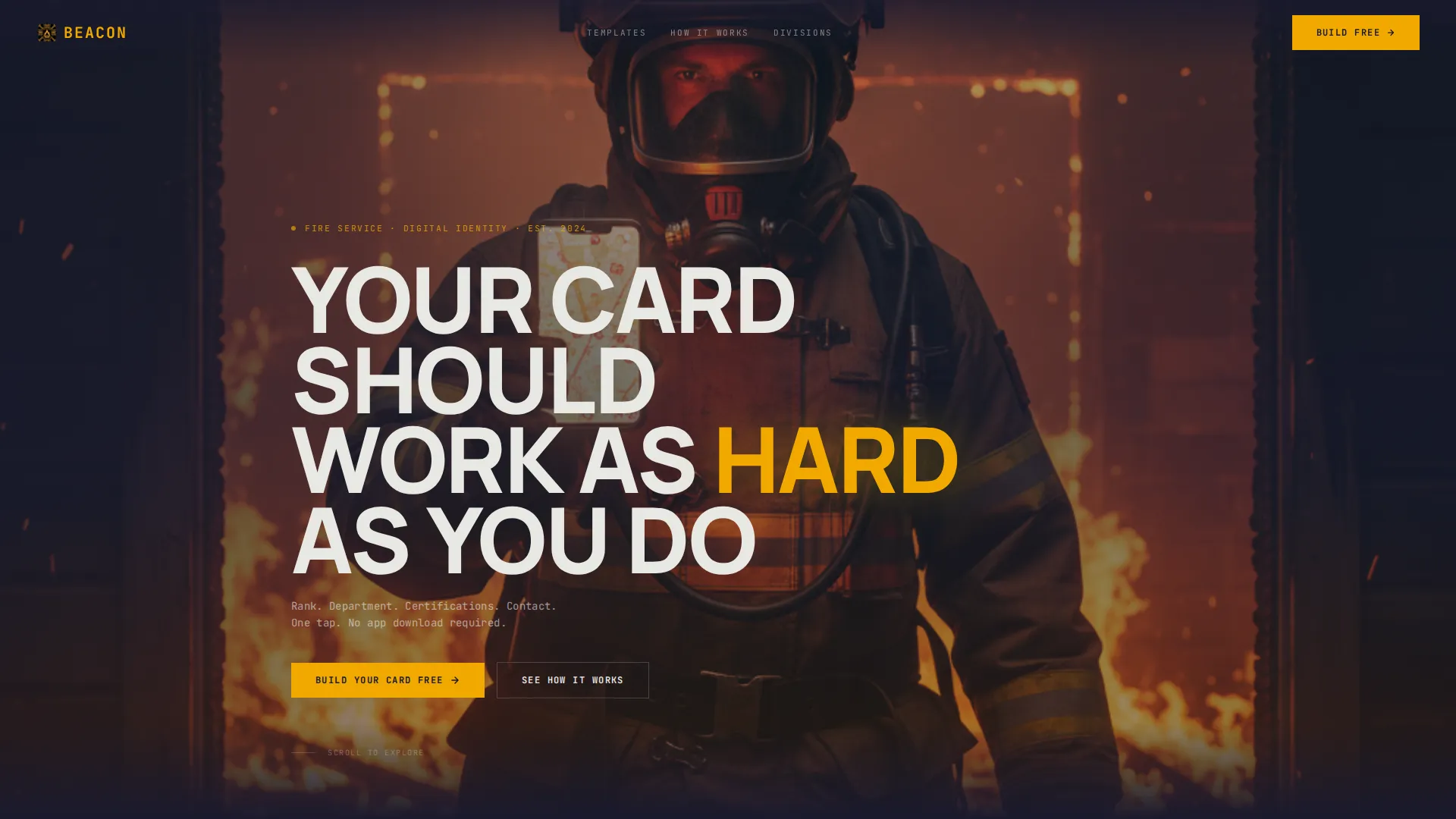 Firefighter Digital Business Card Landing Page Template