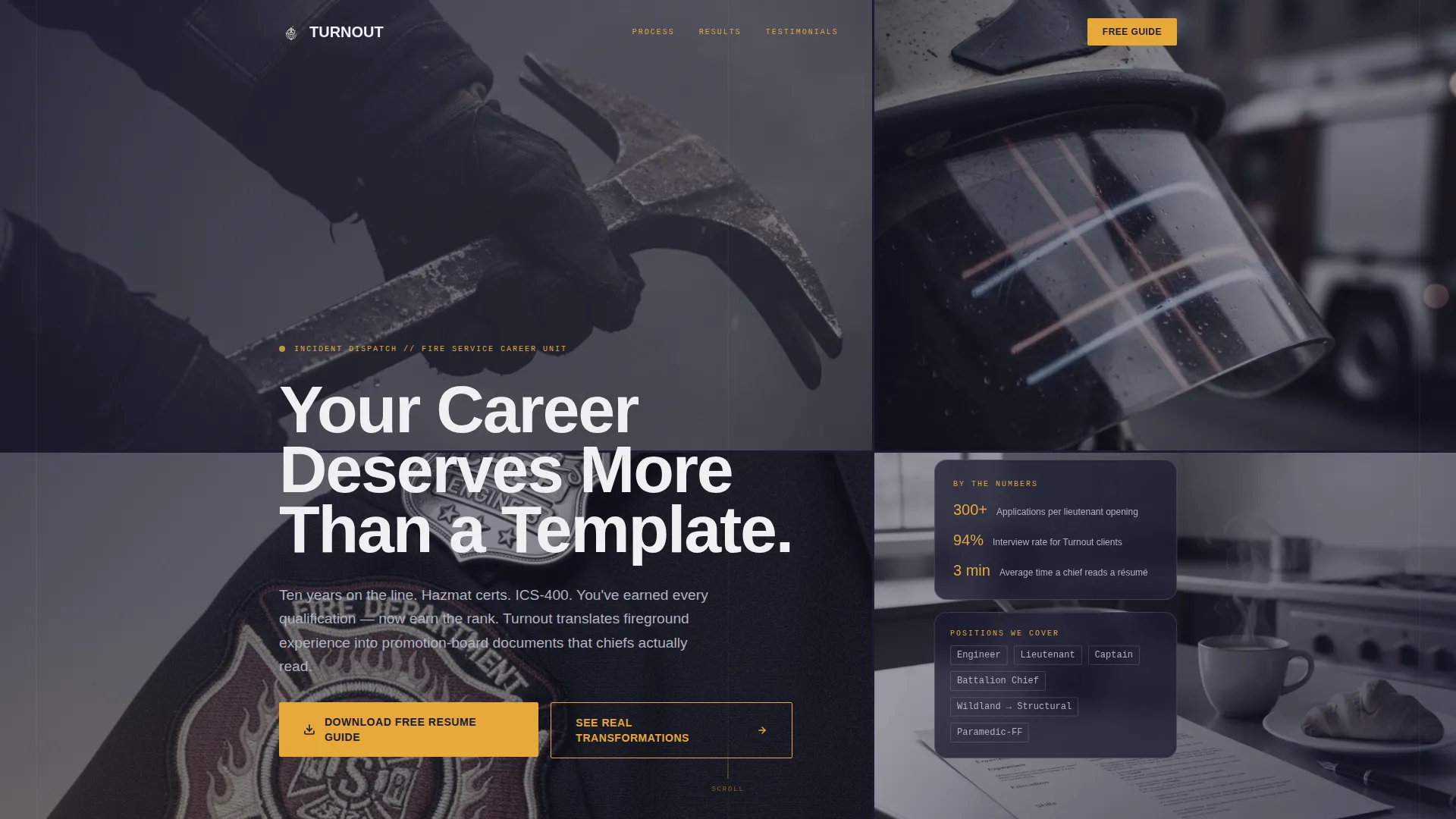 Firefighter Resume Landing Page Template