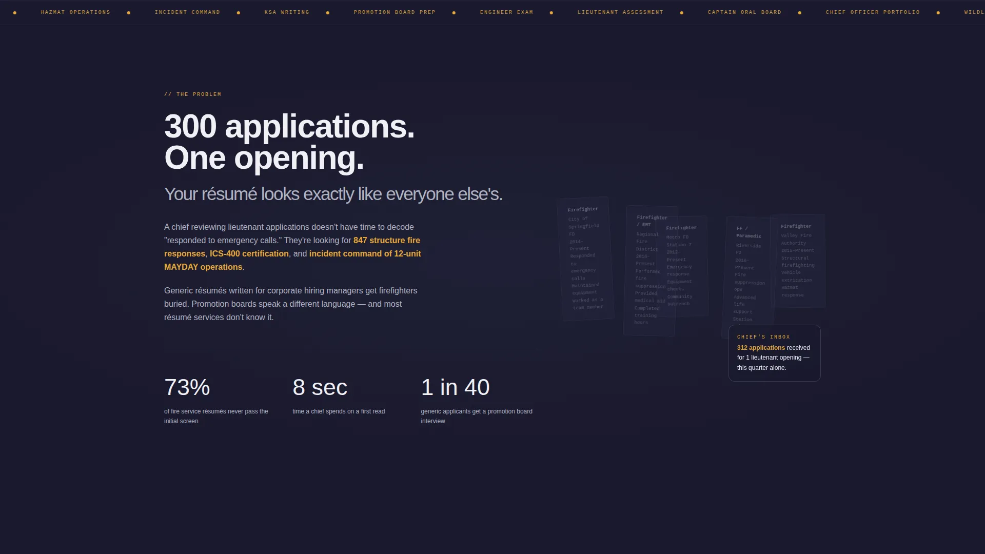 Firefighter Resume Landing Page Template