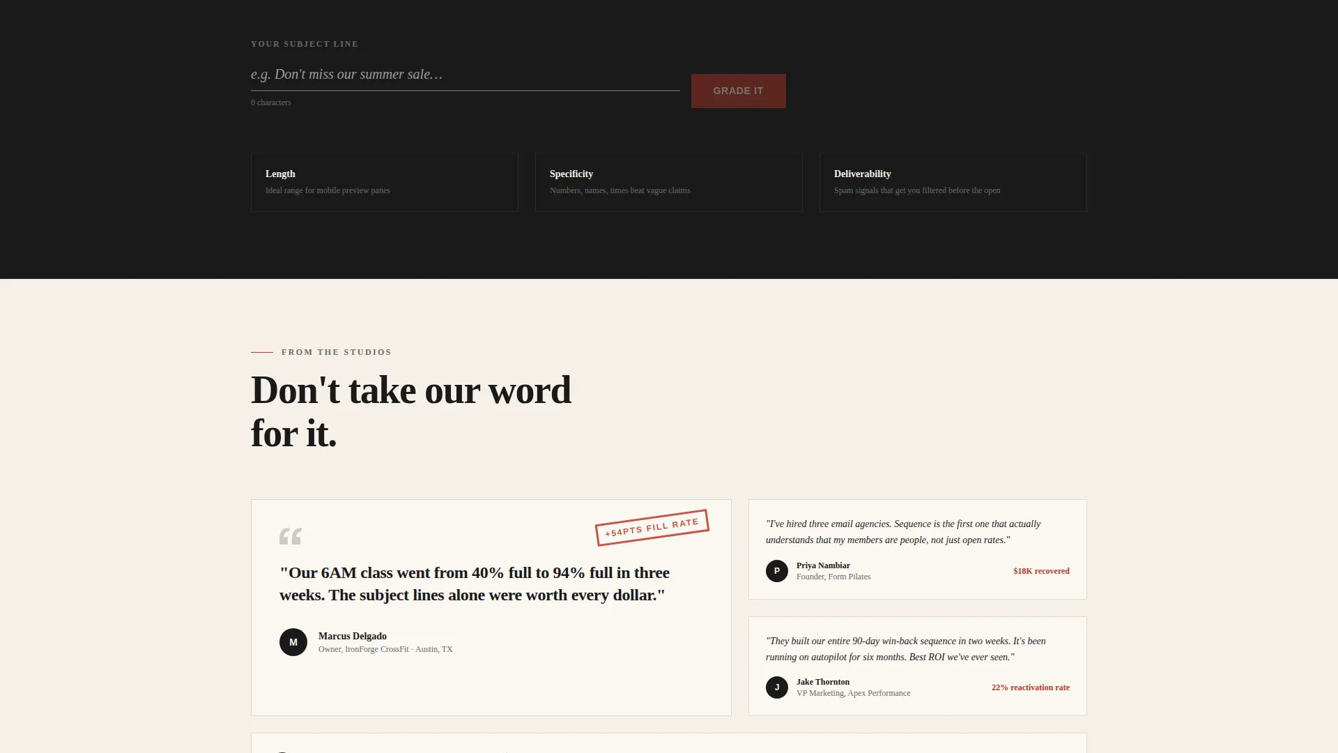 Fitness Email Agency Landing Page Template
