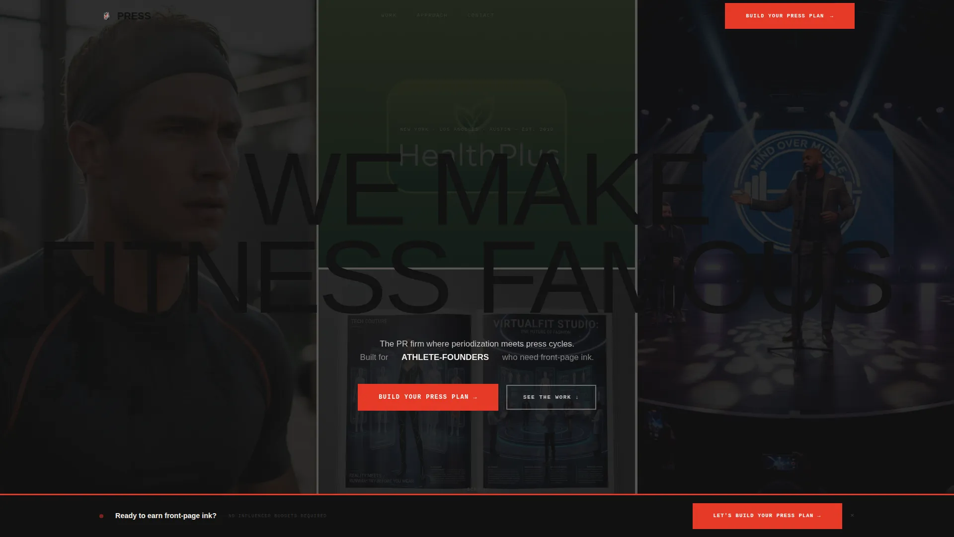 Bold Brutalist Fitness PR Agency Landing Page Template