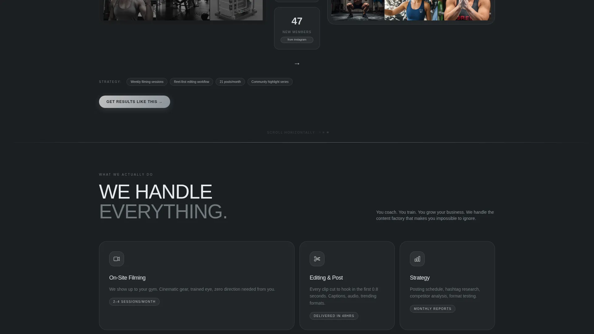 Fitness Agency Landing Page Template | Horizontal Scroll