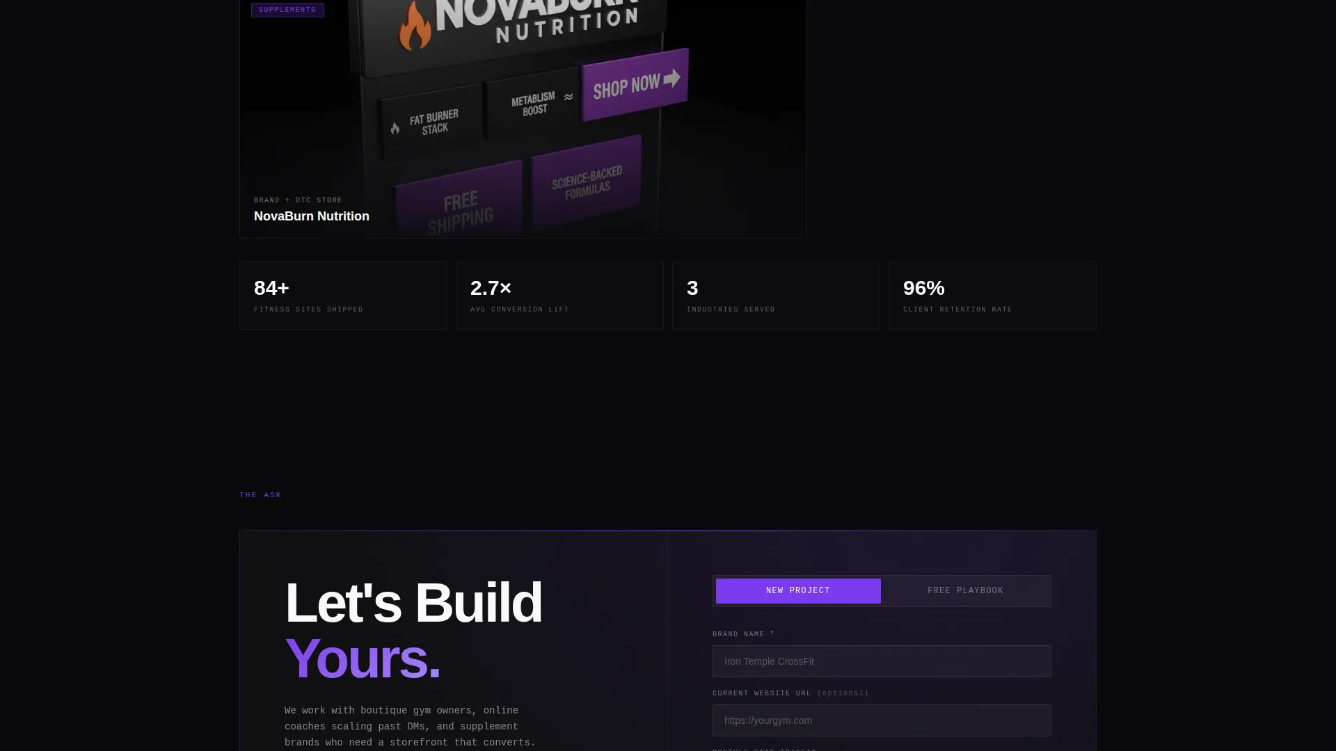 Bold Brutalist Fitness Agency Landing Page Template