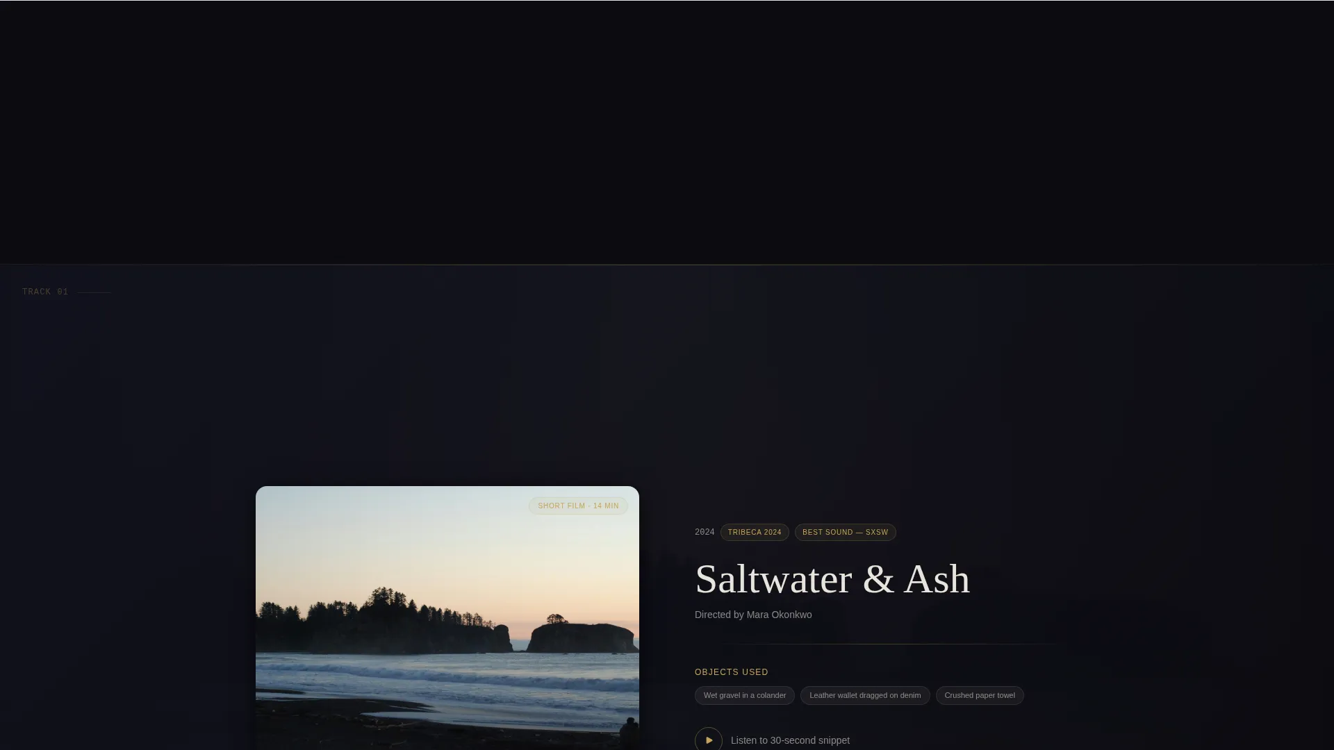 Artist Landing Page Template - Dark Immersive Portfolio