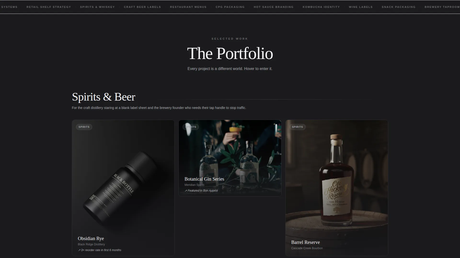 Immersive Food & Beverage Branding Agency Landing Page