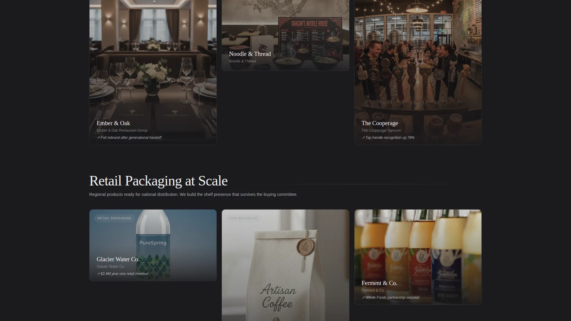 Immersive Food & Beverage Branding Agency Landing Page