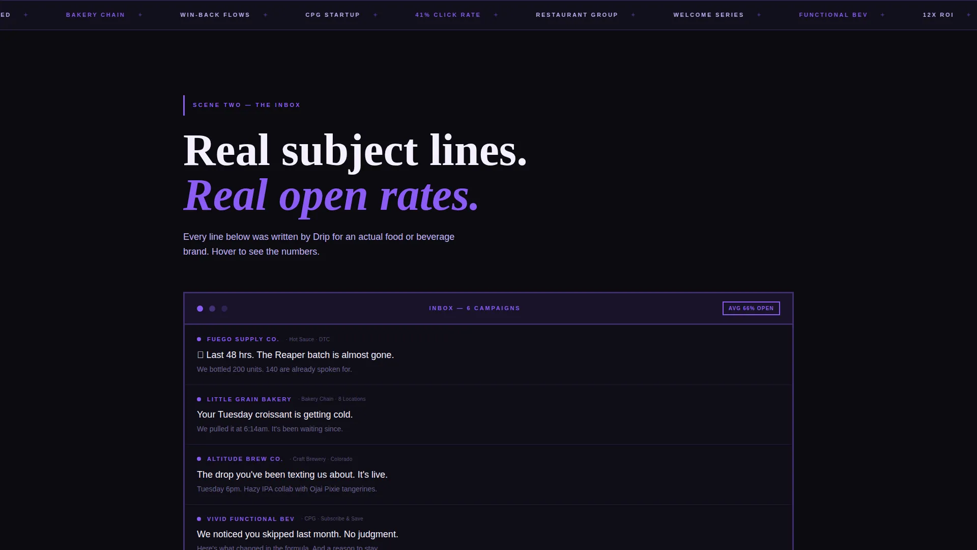 Food & Beverage Email Marketing Agency Landing Page