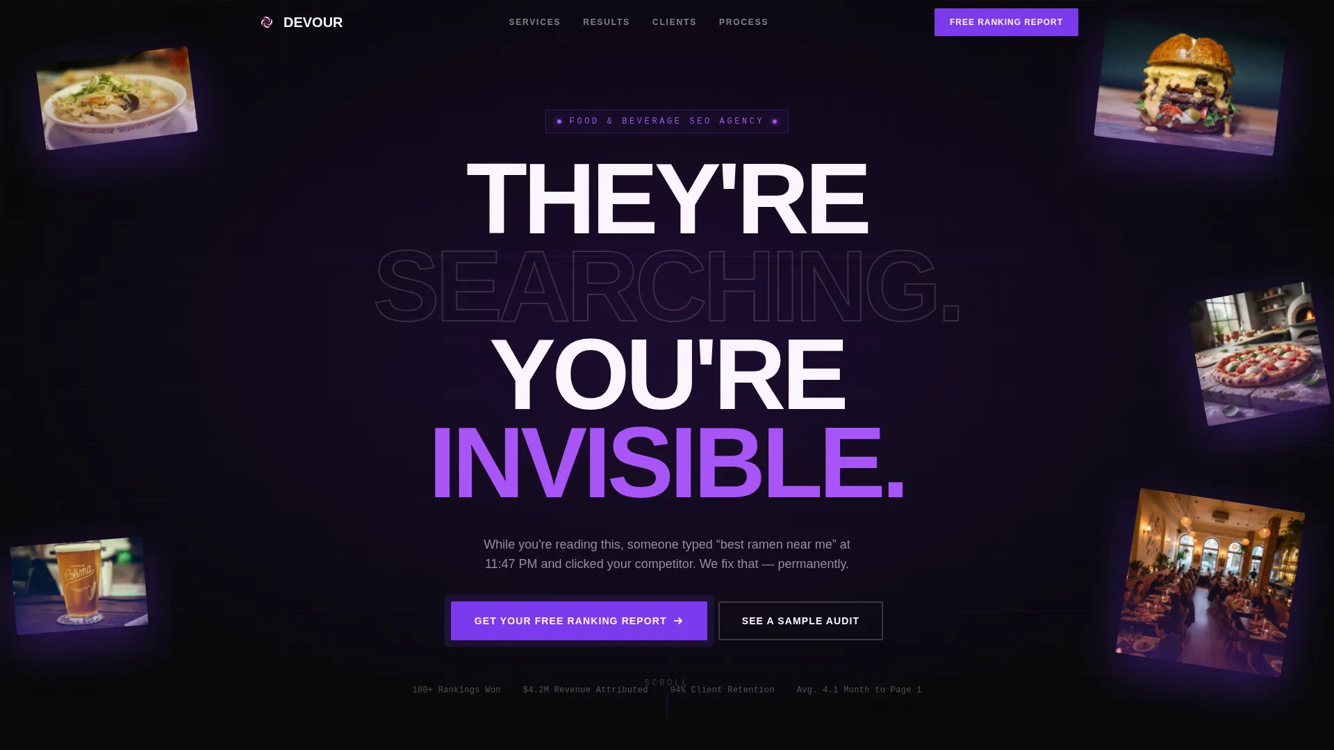 Bold Food & Beverage SEO Agency Landing Page Template