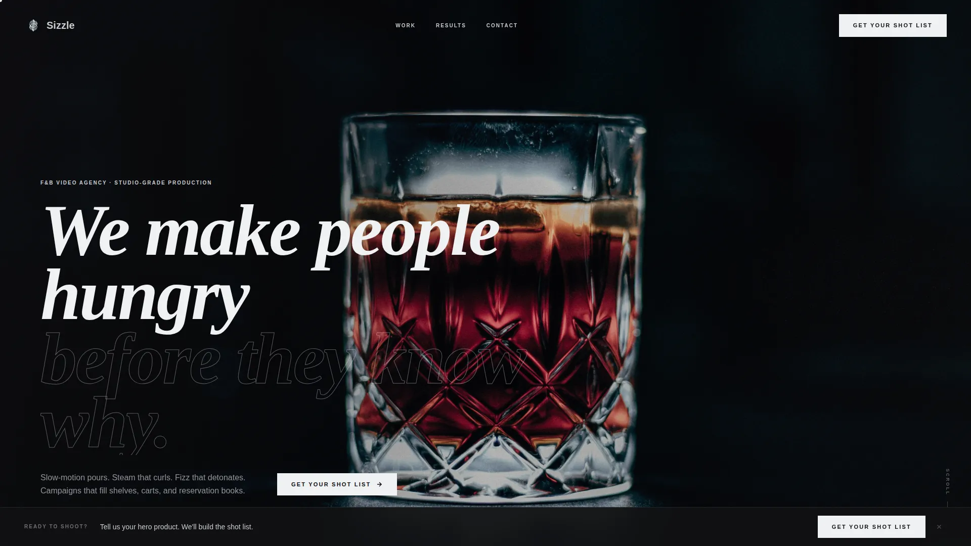 Food & Beverage Video Marketing Agency Landing Page