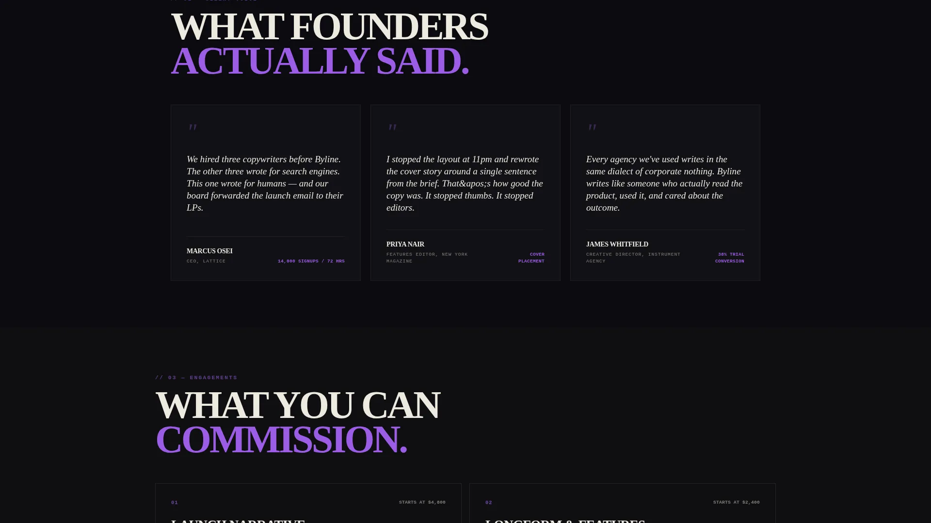 Bold Brutalist Freelance Writer Landing Page Template
