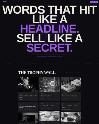 Bold Brutalist Freelance Writer Landing Page Template