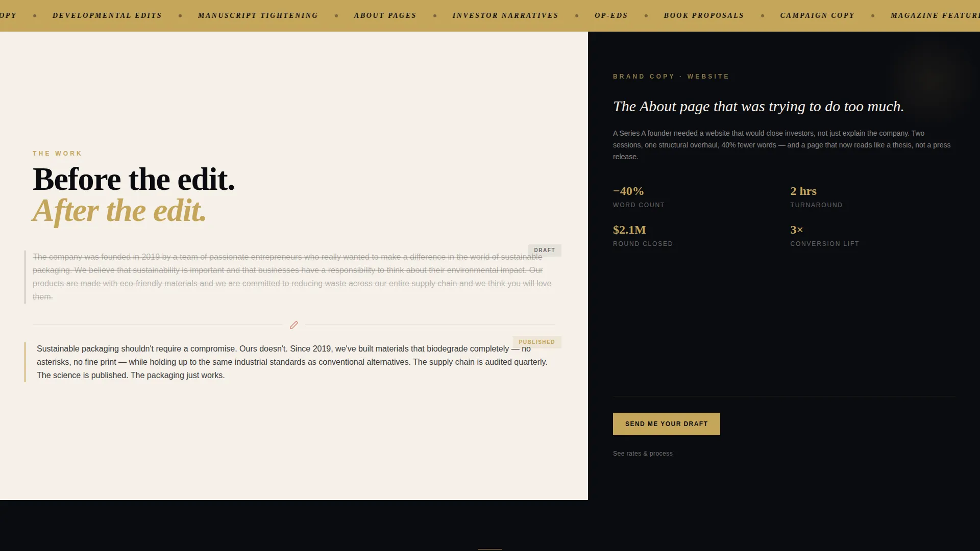 Freelance Writer & Editor Landing Page Template
