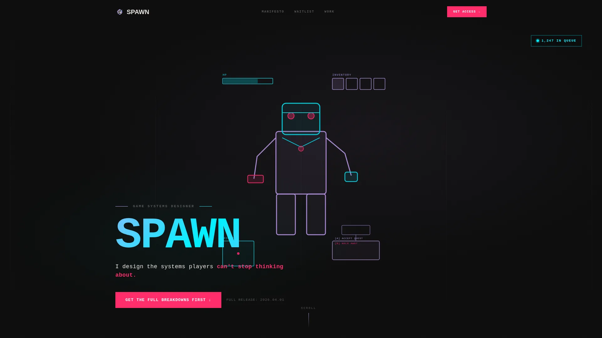 Bold Brutalist Game Designer Portfolio Landing Page