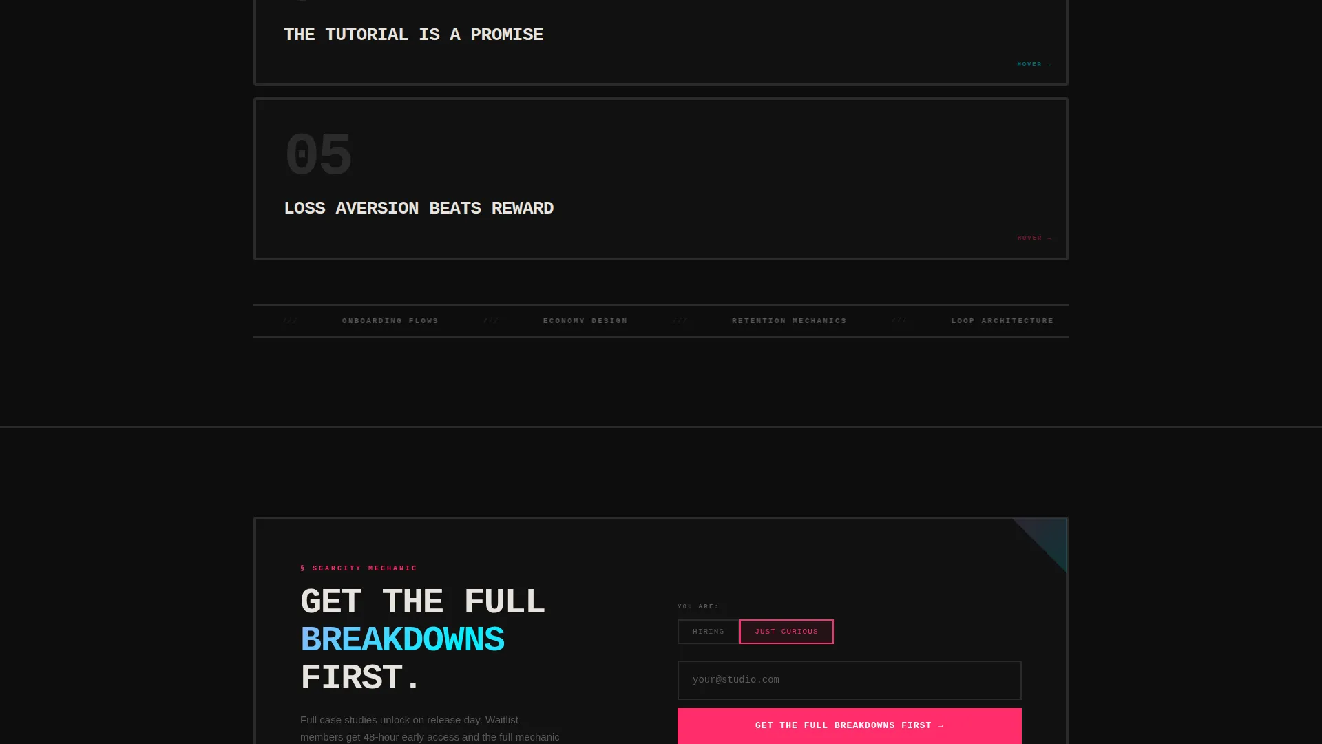 Bold Brutalist Game Designer Portfolio Landing Page