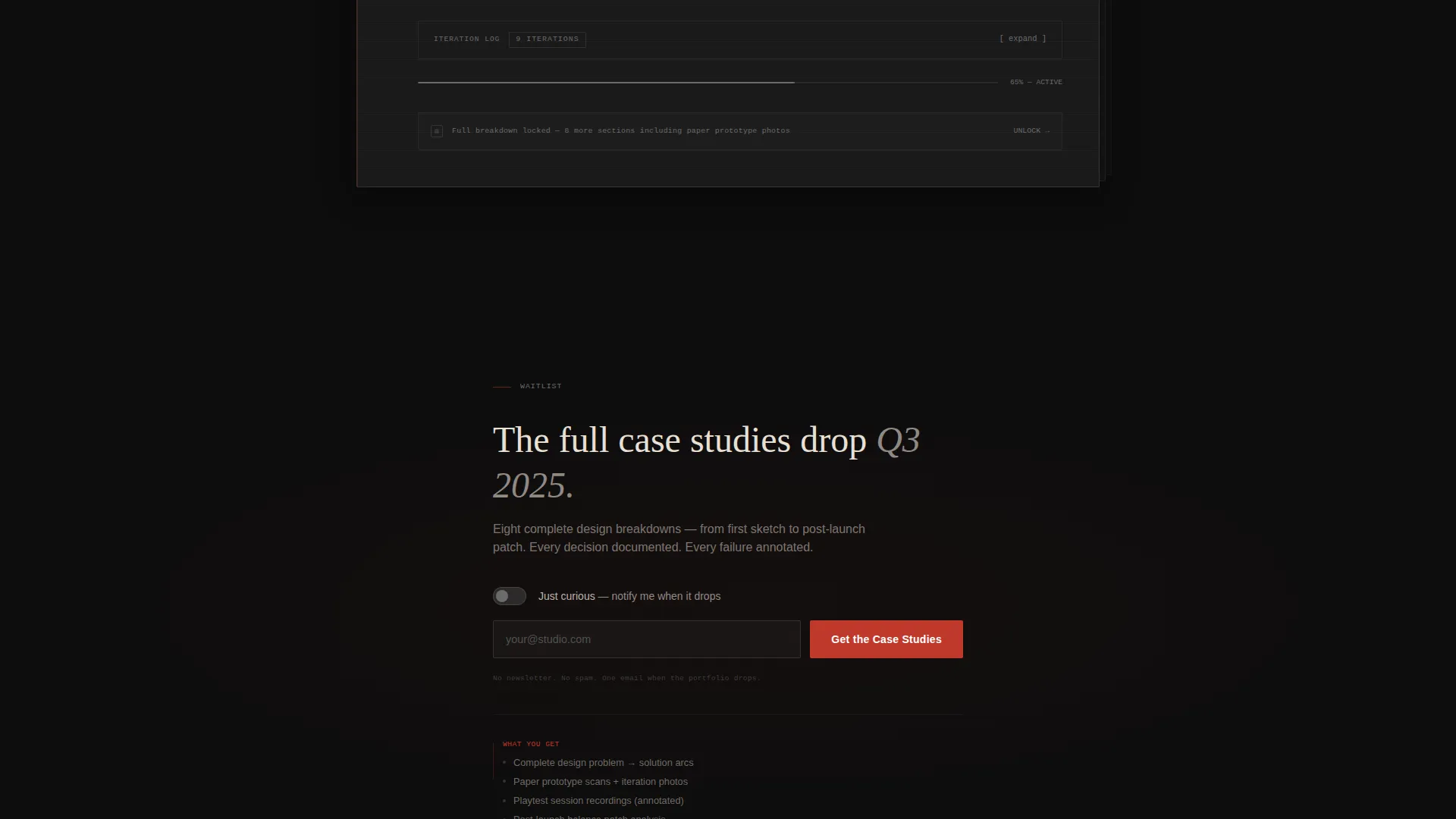 Game Designer Dark Theme Portfolio Landing Page
