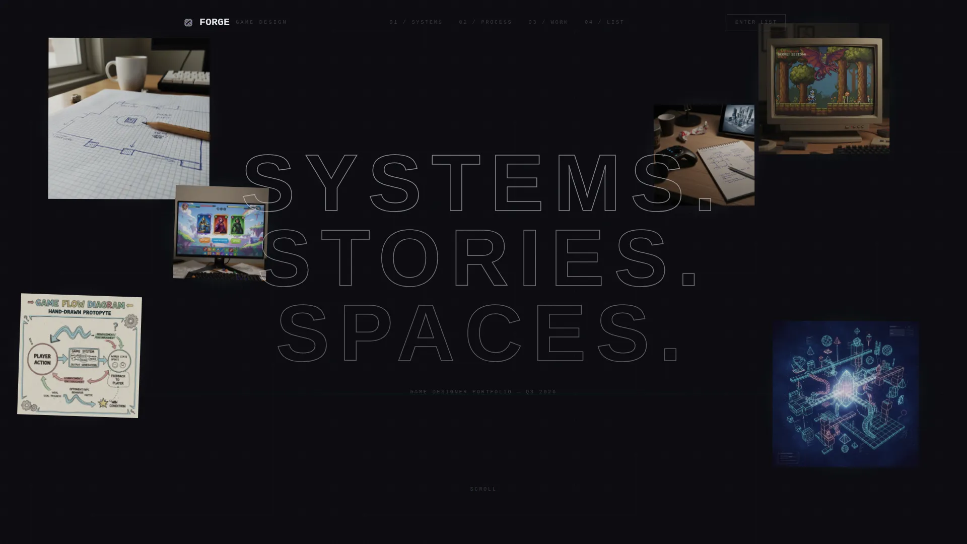 Brutalist Game Designer Portfolio Landing Page