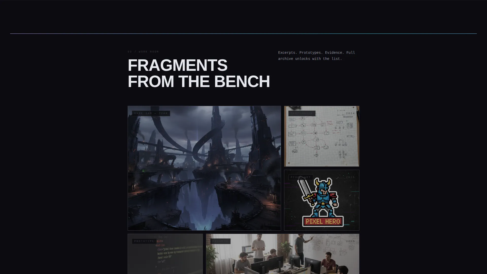 Brutalist Game Designer Portfolio Landing Page