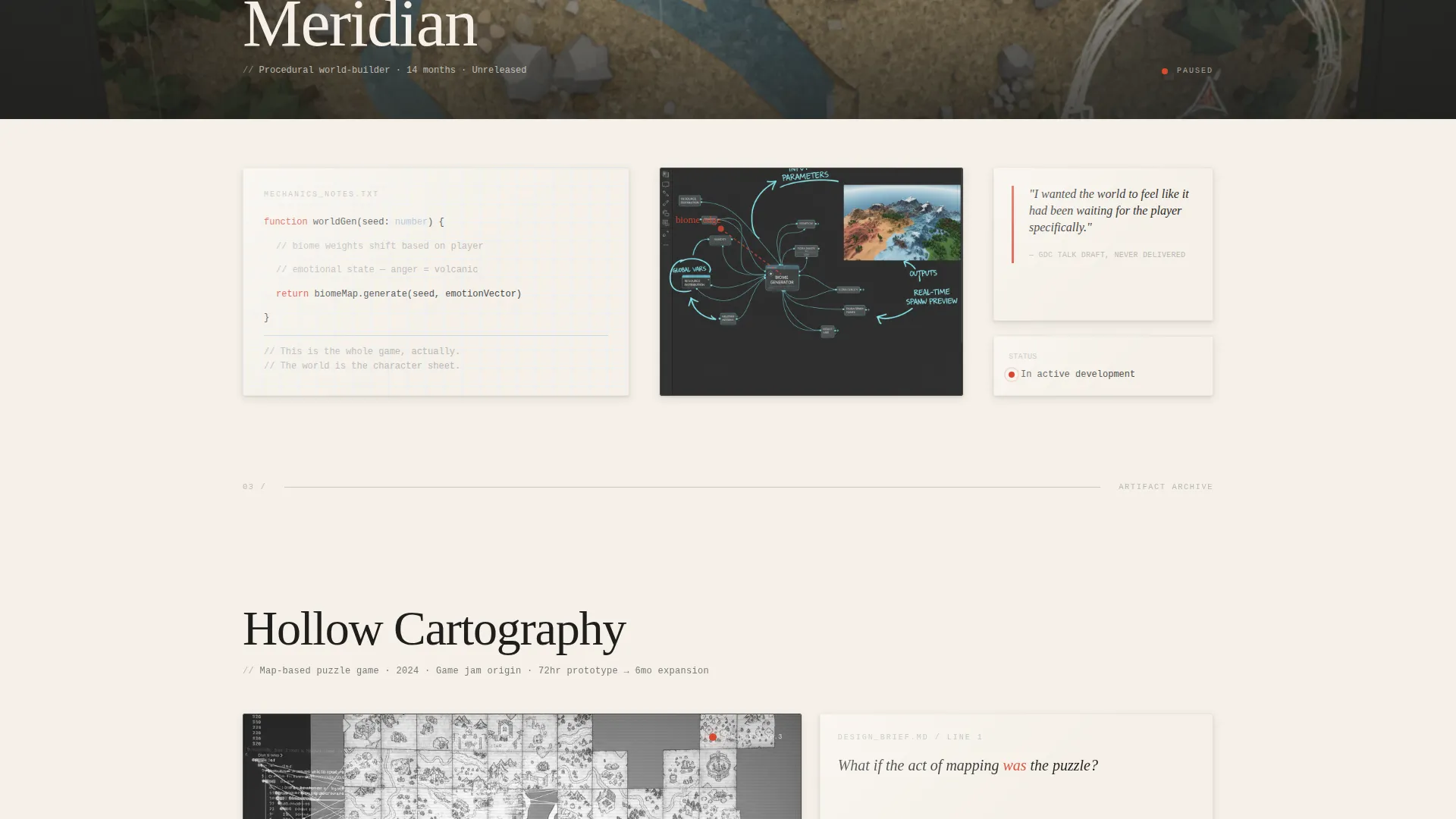 Immersive Game Designer Portfolio Landing Page
