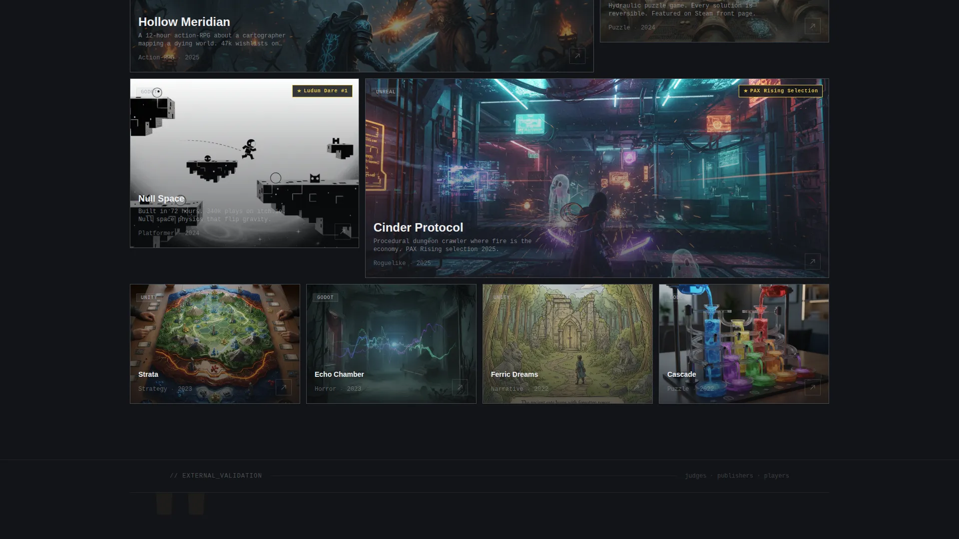 Game Developer Portfolio Bento Grid Landing Page
