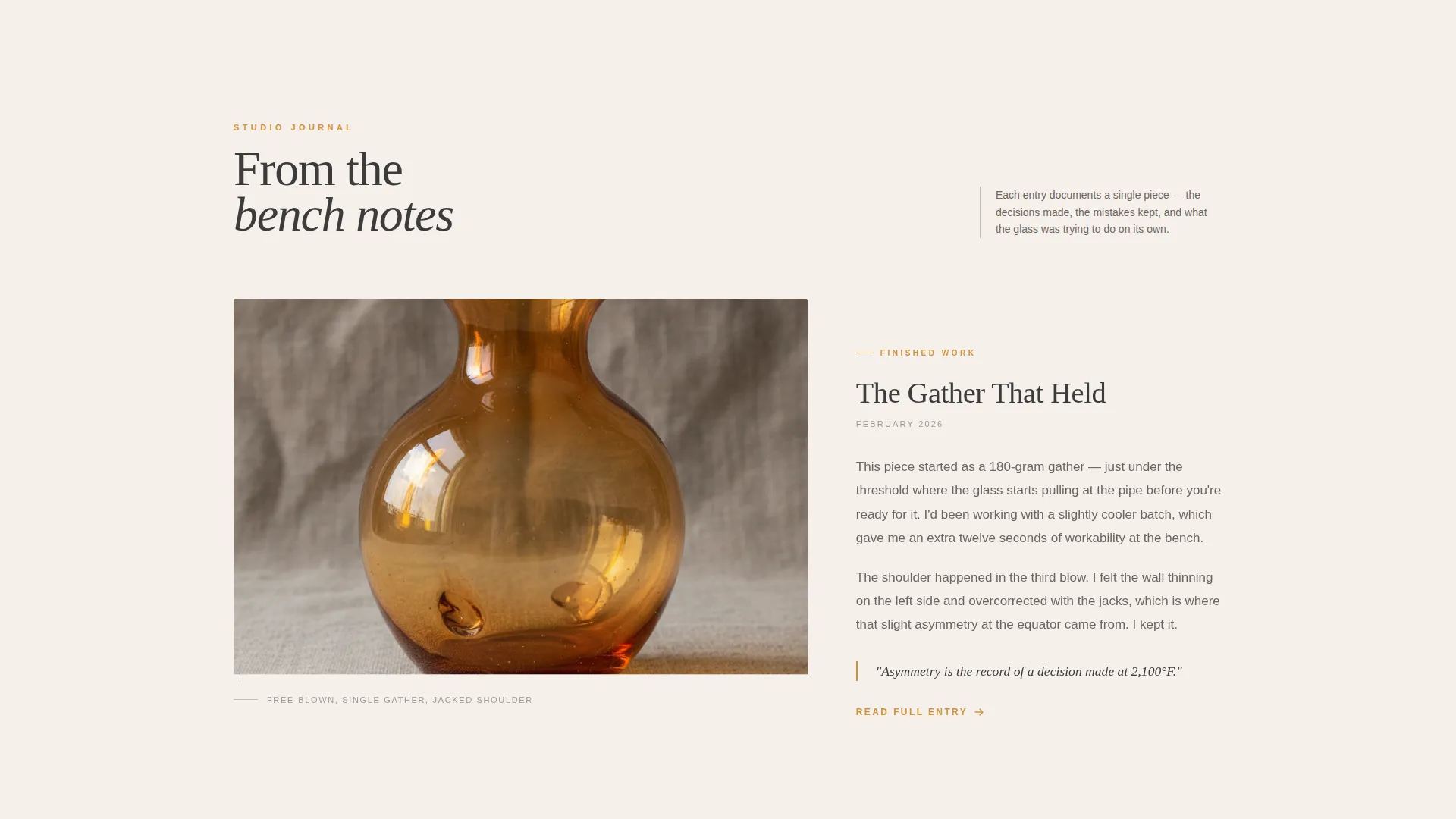 Artisan Glassblower Portfolio Landing Page Template