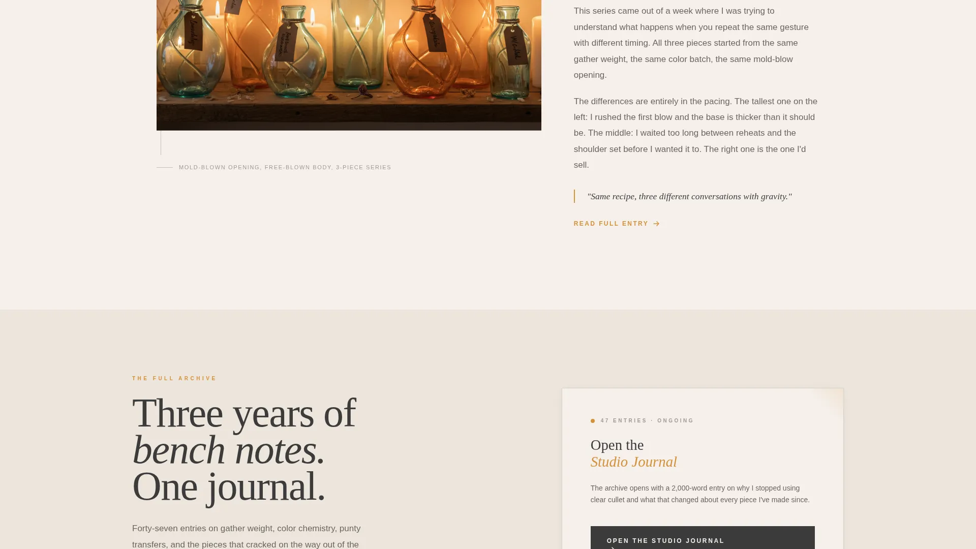 Artisan Glassblower Portfolio Landing Page Template