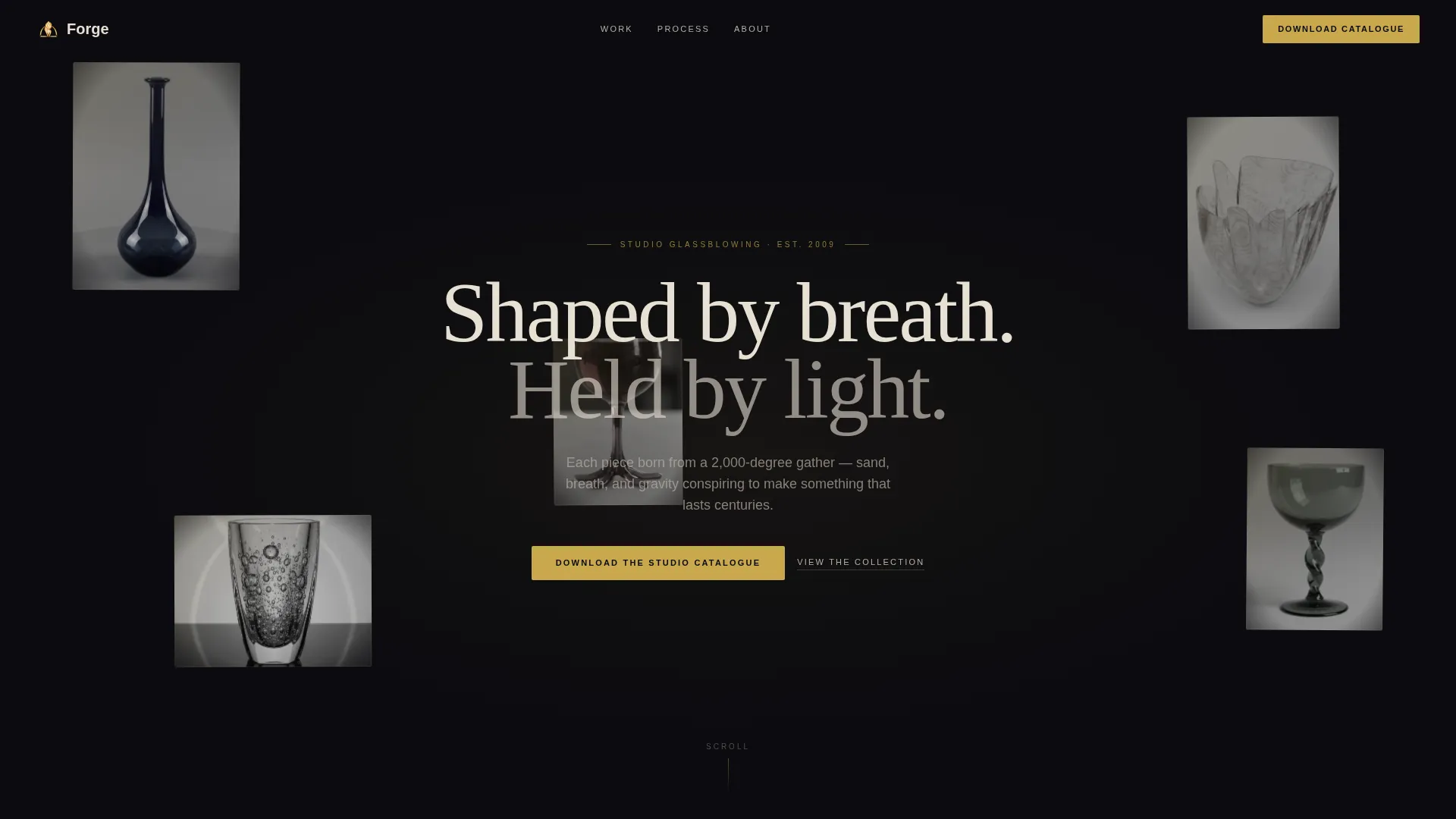 Cinematic Glass Blower Portfolio Landing Page