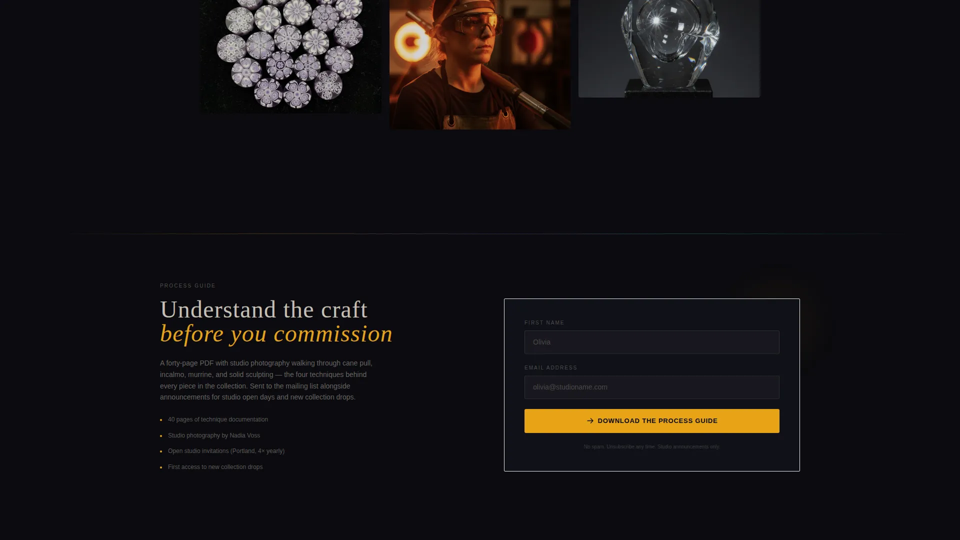 Glass Blower Portfolio Portfolio Website Template