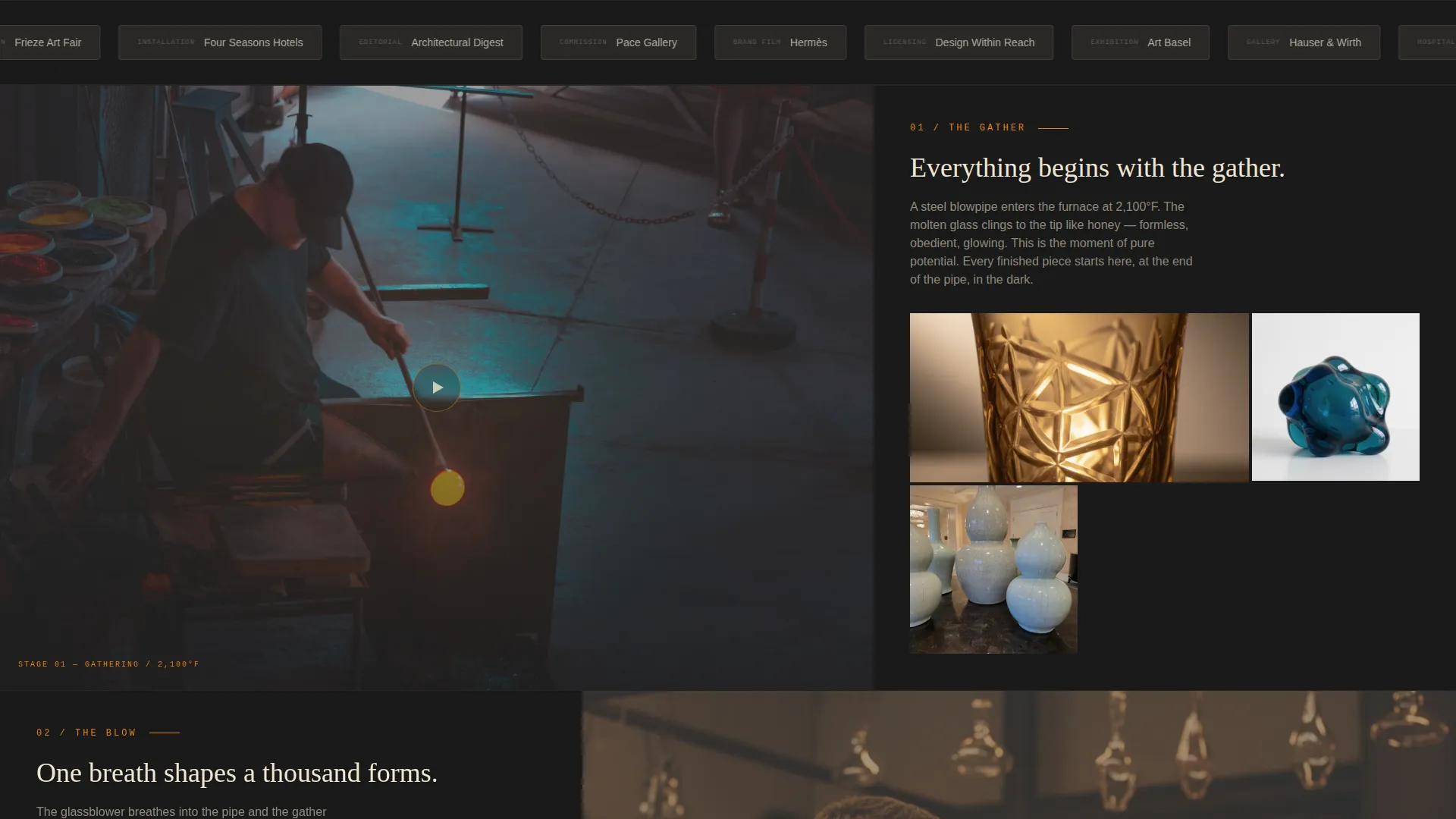 Glassblower Video Portfolio Landing Page Template