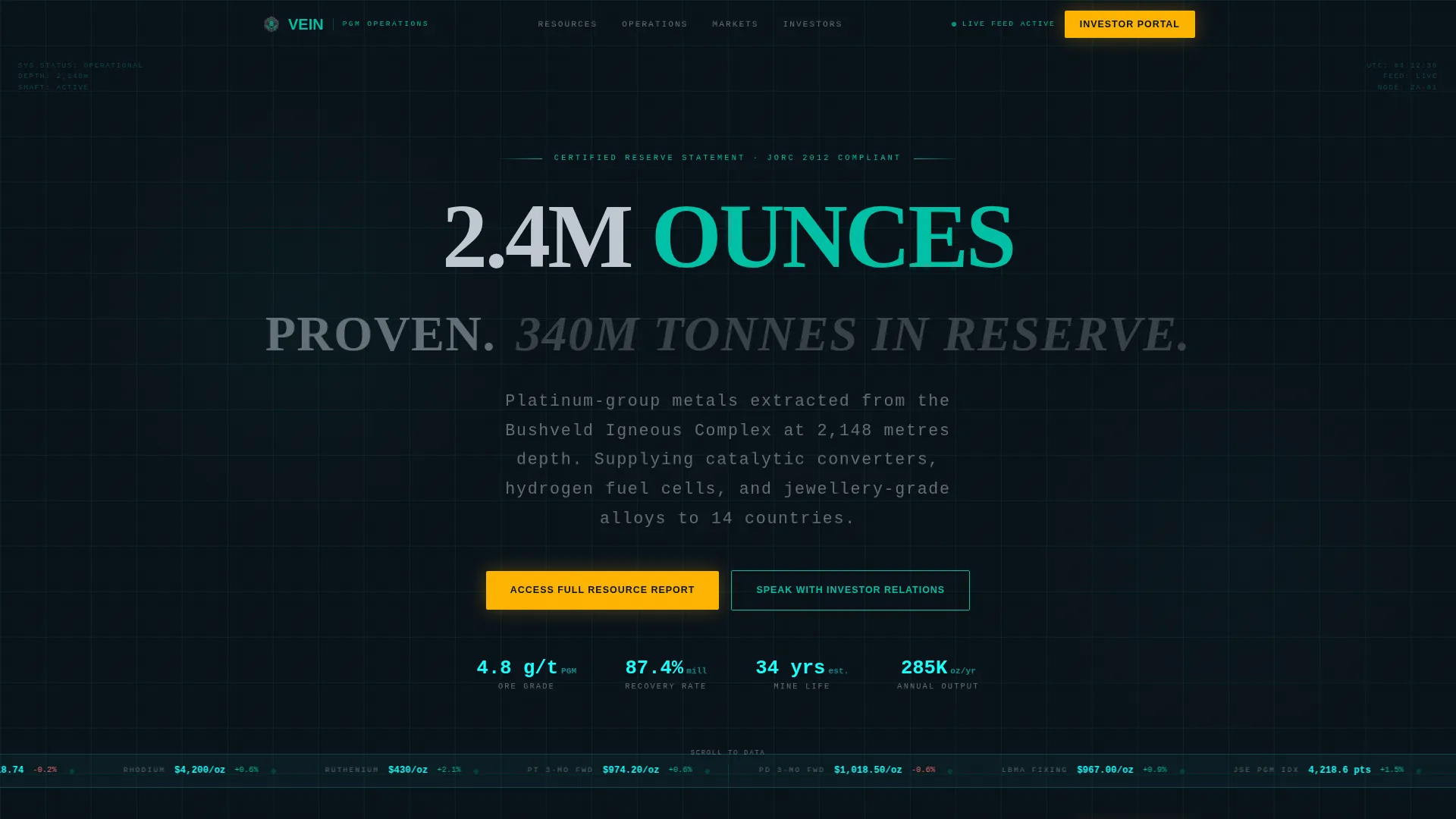 Platinum & Palladium Mining Landing Page Template