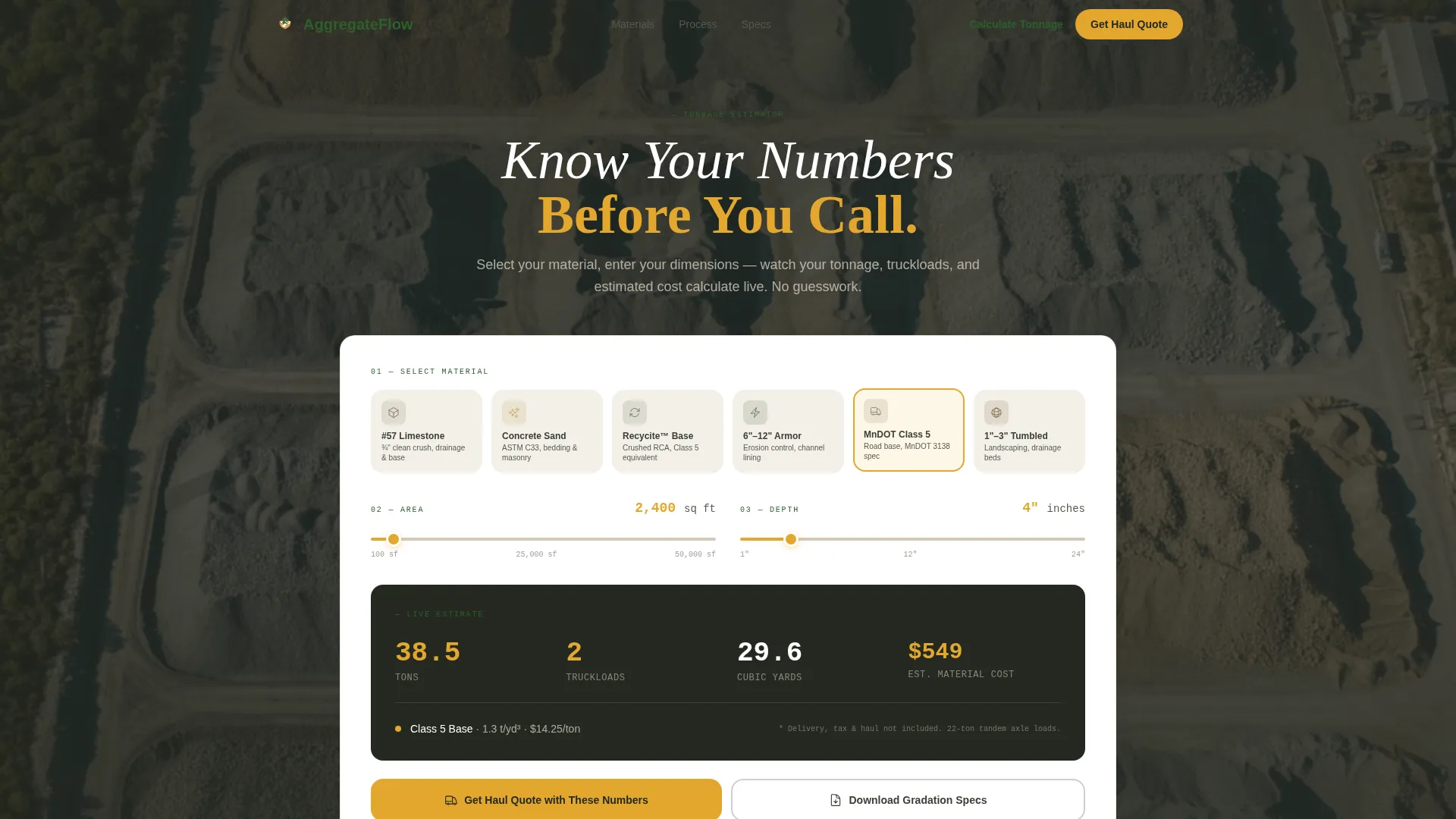 Quarry Landing Page Template for Suppliers