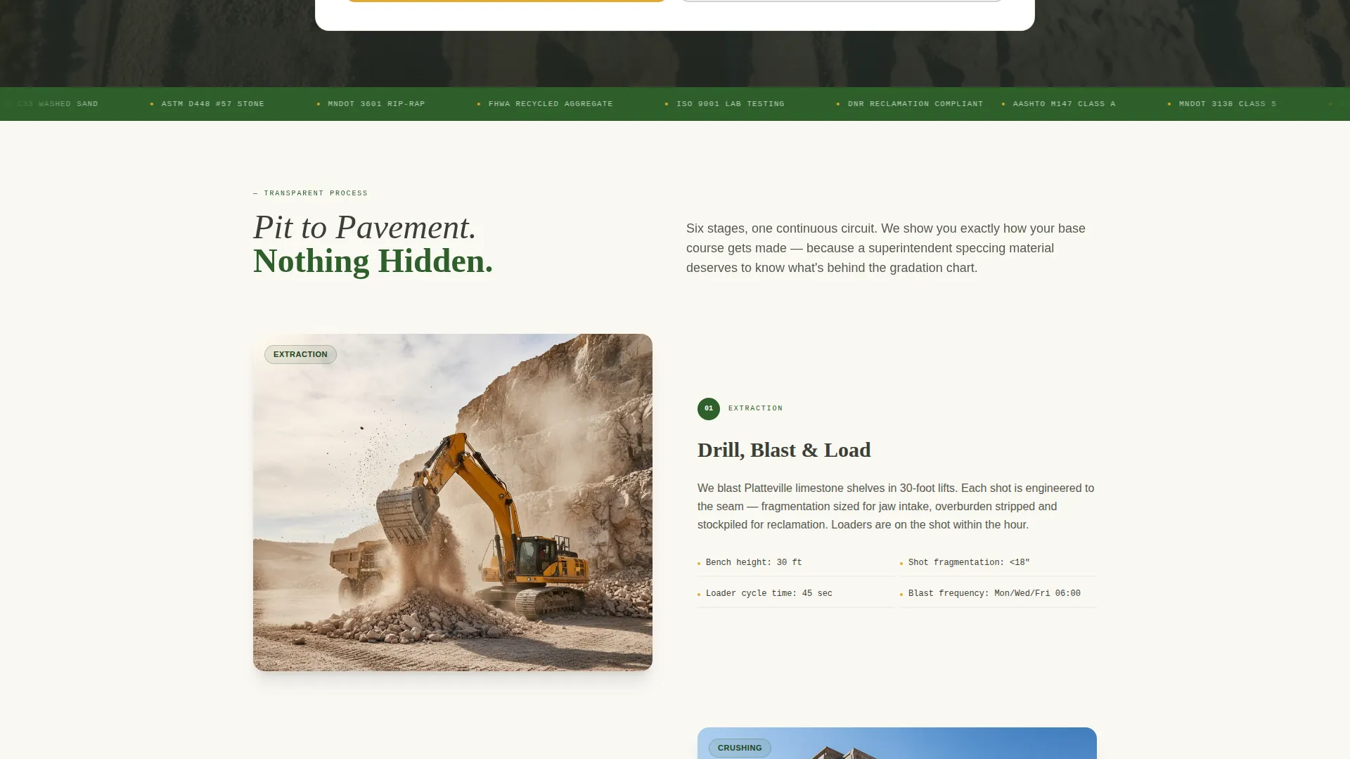 Quarry Landing Page Template for Suppliers