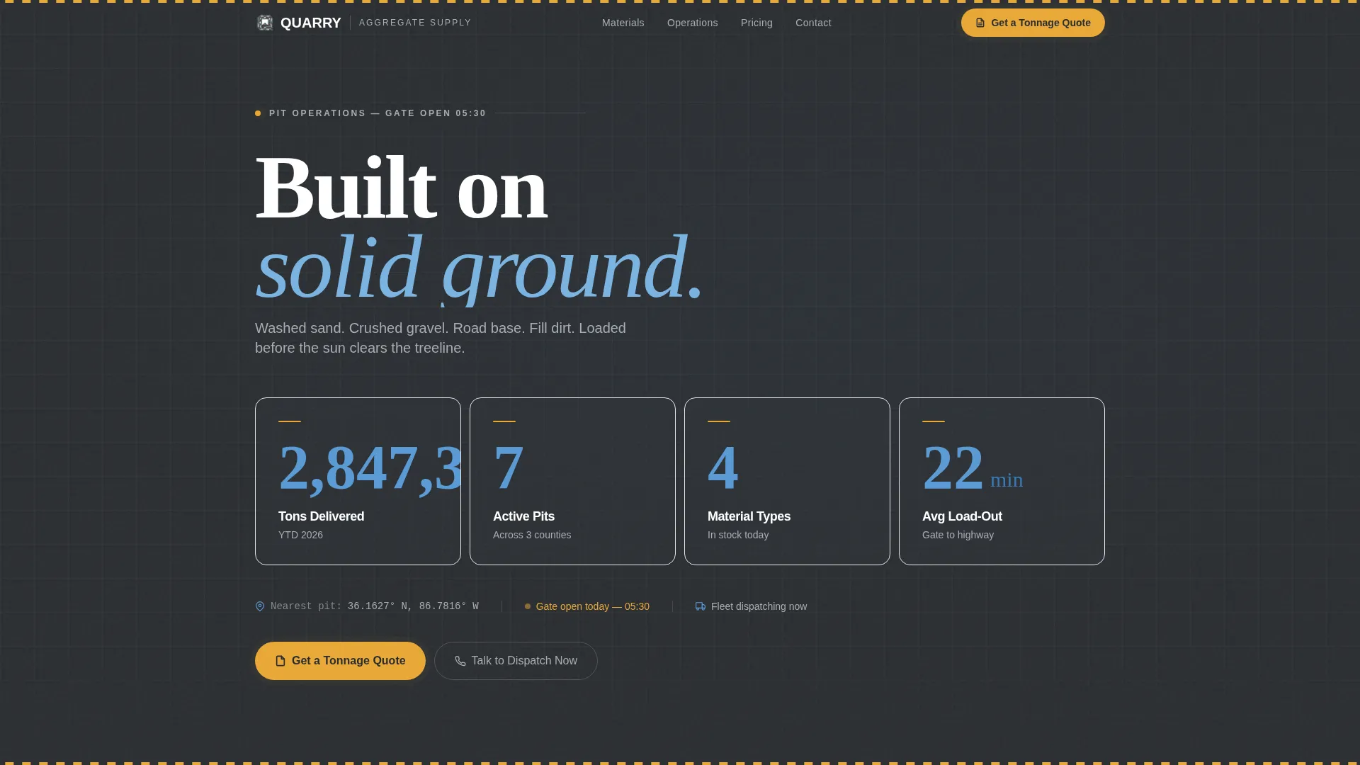Aggregate & Sand Gravel Mining Landing Page Template