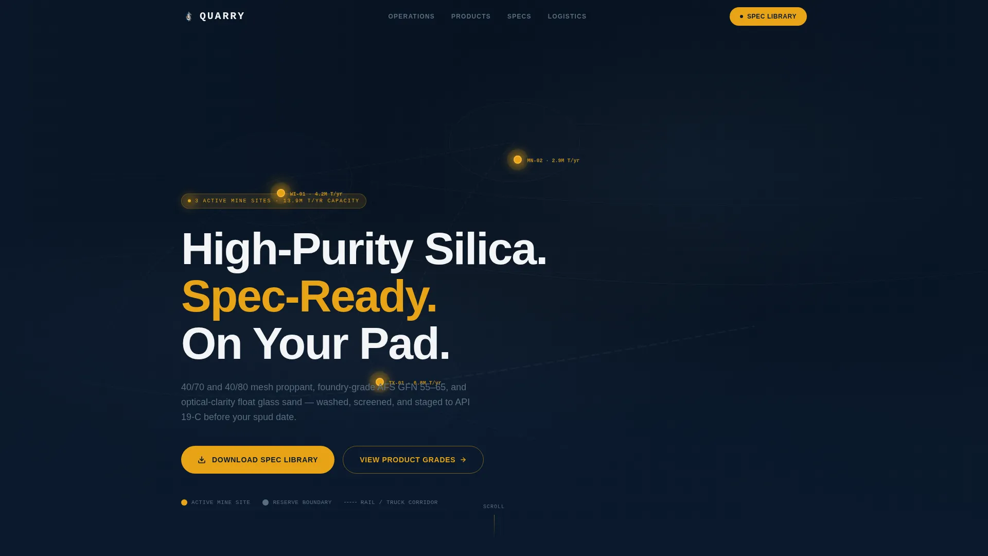Silica Sand Mining Landing Page Template