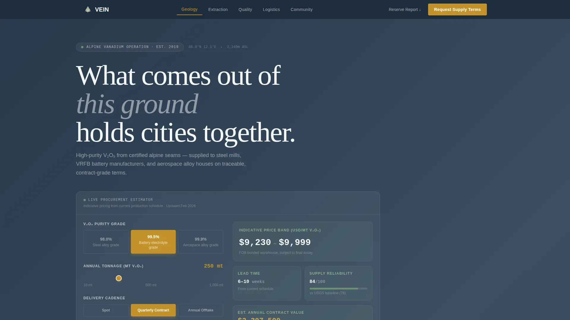 Vanadium Mining Landing Page Template