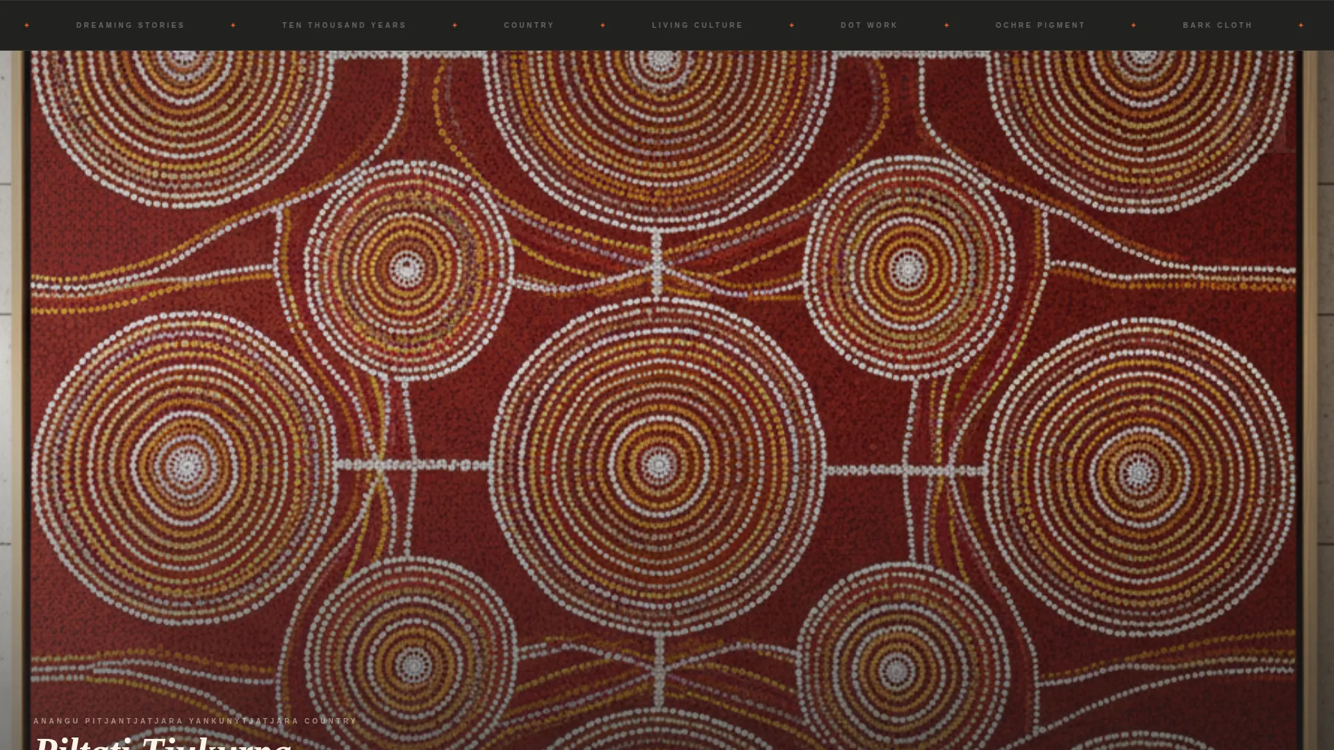 Immersive Aboriginal Art Gallery Landing Page