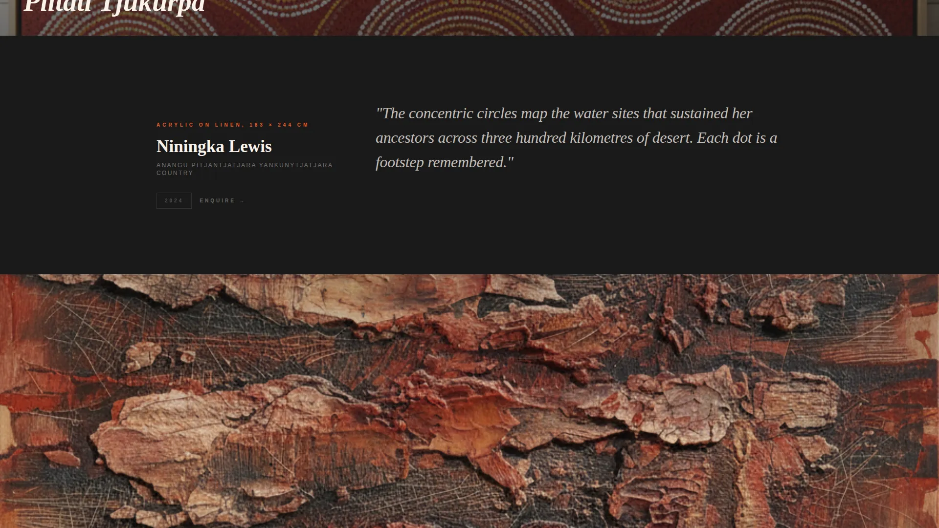 Immersive Aboriginal Art Gallery Landing Page