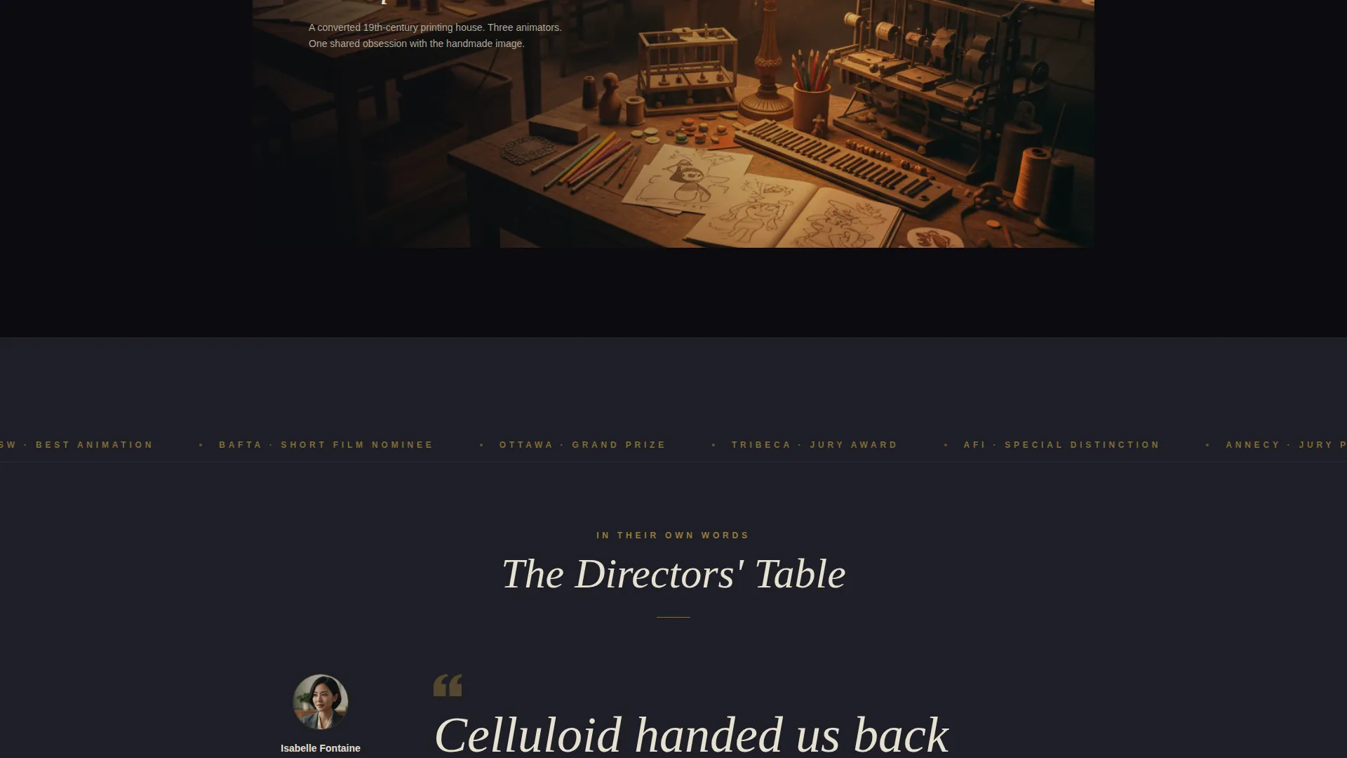 Cinematic Animation Studio Landing Page Template