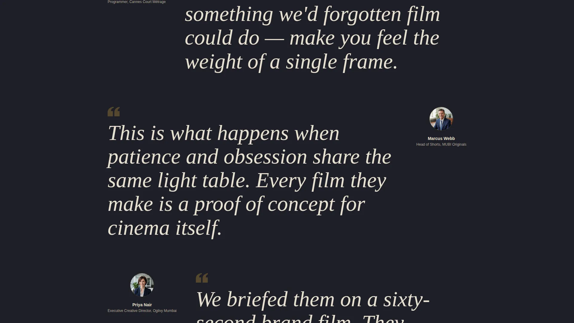 Cinematic Animation Studio Landing Page Template