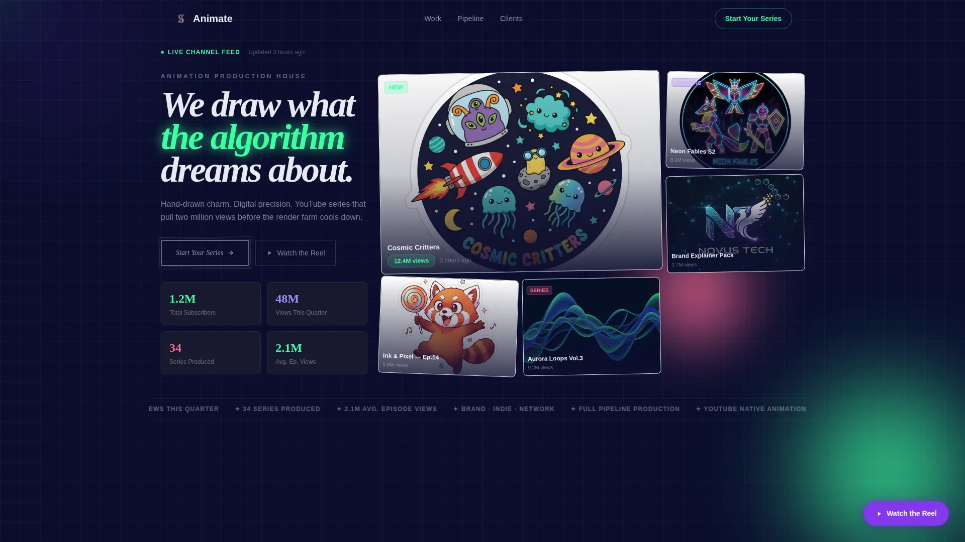 YouTube Animation Studio Landing Page Template