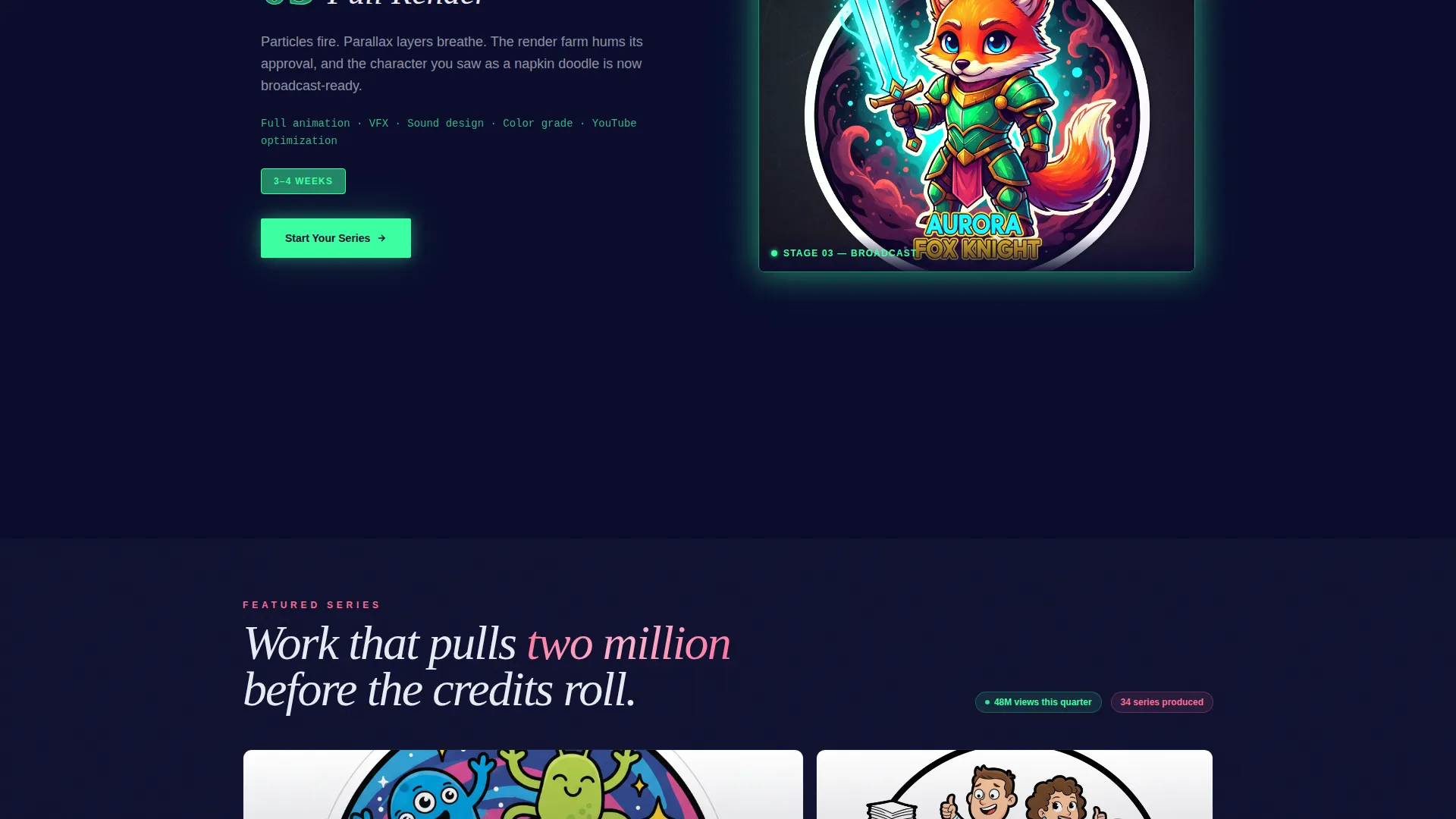 YouTube Animation Studio Landing Page Template