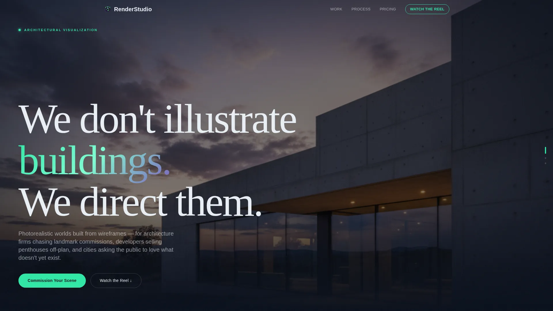 Immersive Architectural Visualization Landing Page