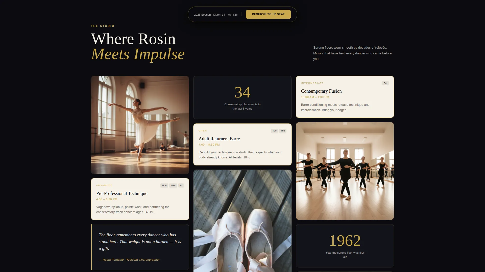 Elegant Ballet & Dance Studio Landing Page Template