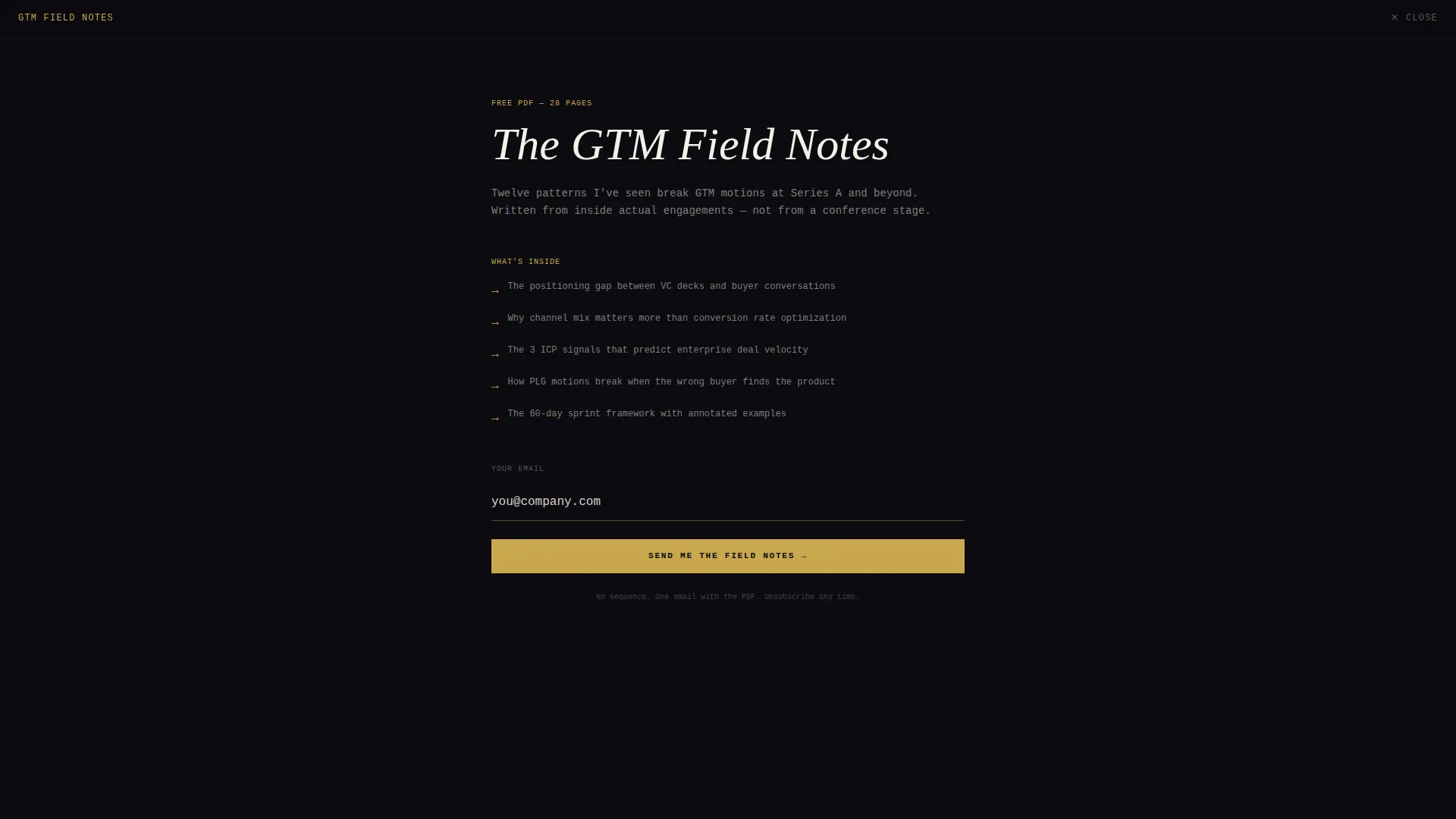 Go-to-Market Consultant Landing Page Template