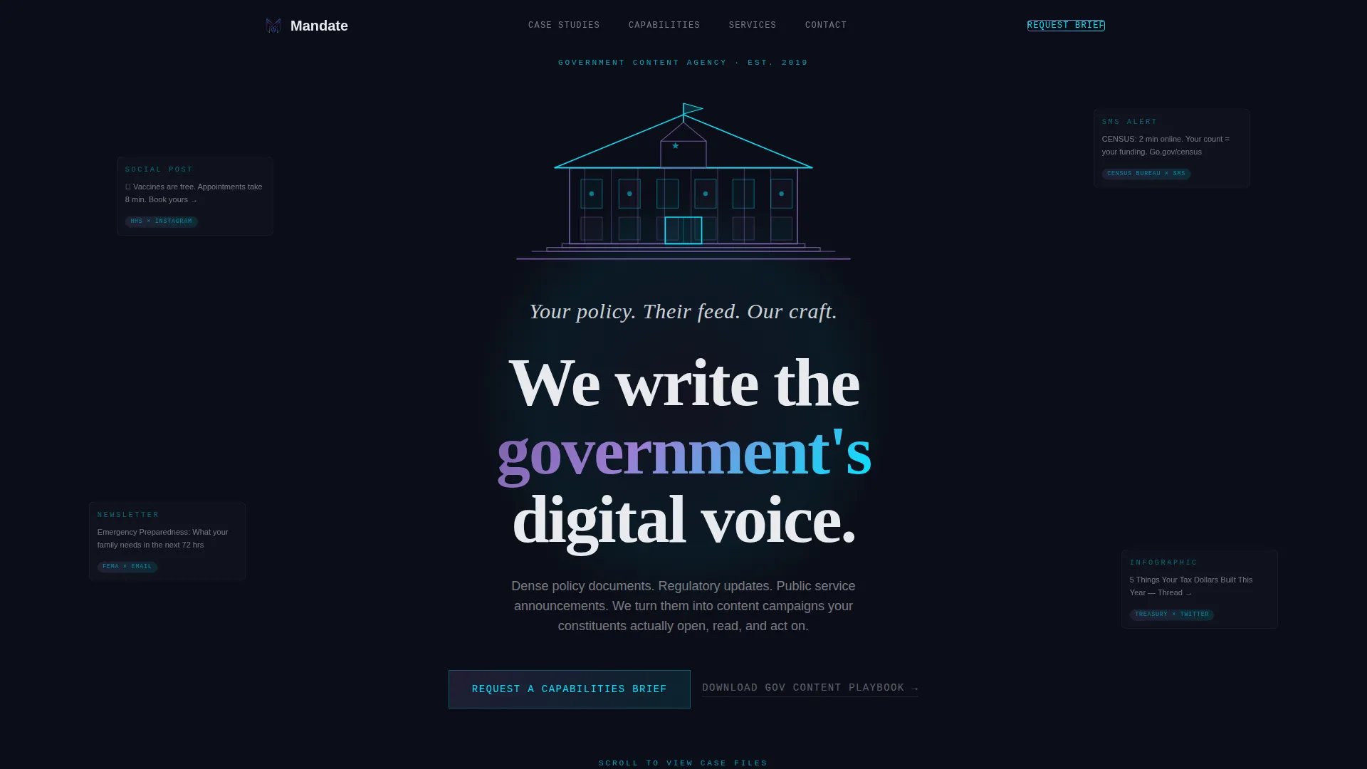 Immersive Government Content Agency Landing Page
